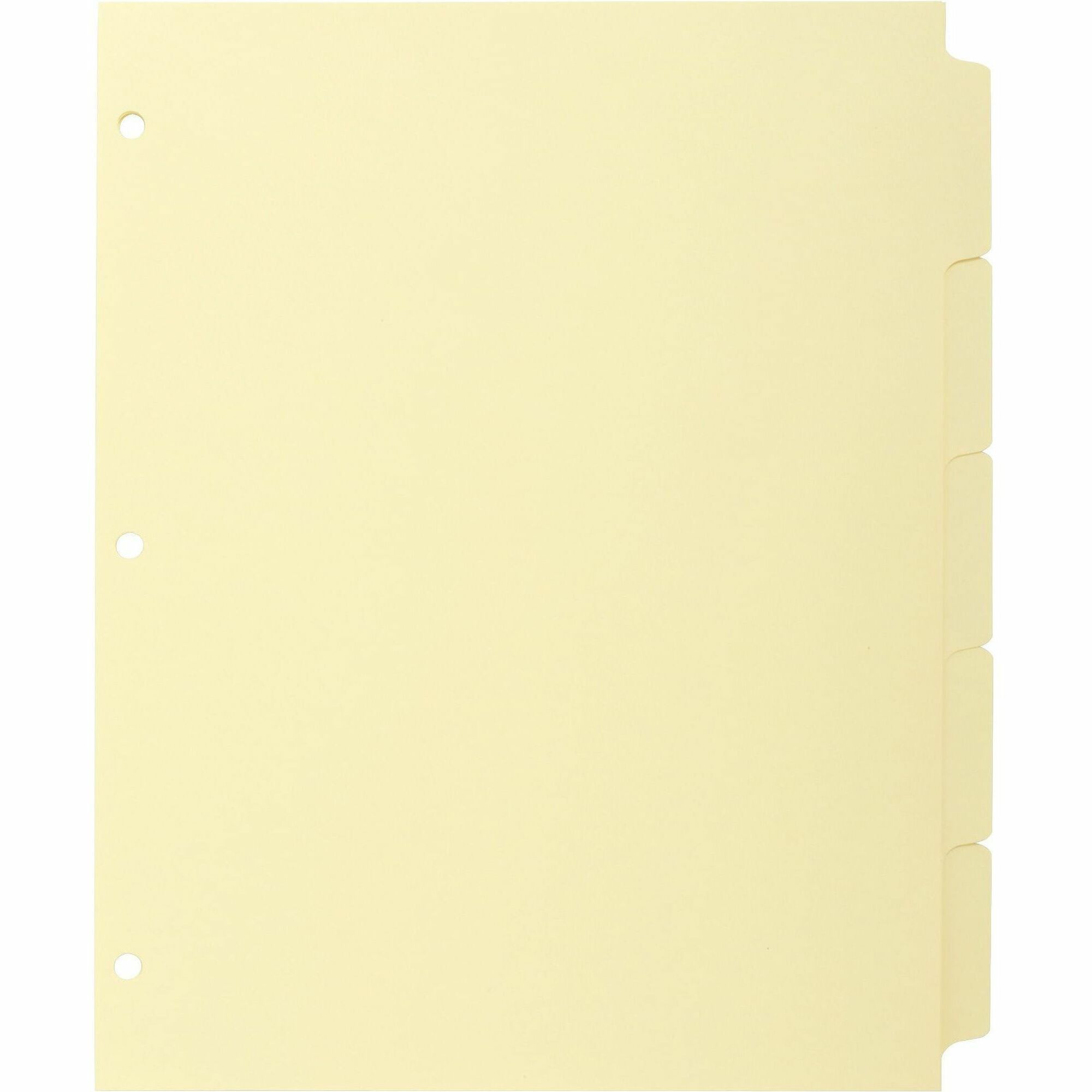 Business Source Mylar-reinforced Plain Tab Indexes - 5 Write-on Tab(s) - 8.5" Divider Width x 11" Divider Length - Letter - 3 Hole Punched - Canary Tab(s) - Hole-punched, Mylar Reinforcement, Mylar Reinforced Edge - 36 / Box -