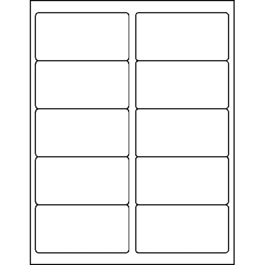 Business Source Bright White Premium-quality Shipping Labels - 2" Width x 4" Length - Permanent Adhesive - Rectangle - Laser, Inkjet - White - 10 / Sheet - 100 Total Sheets - 1000 / Pack - Lignin-free, Jam-free -