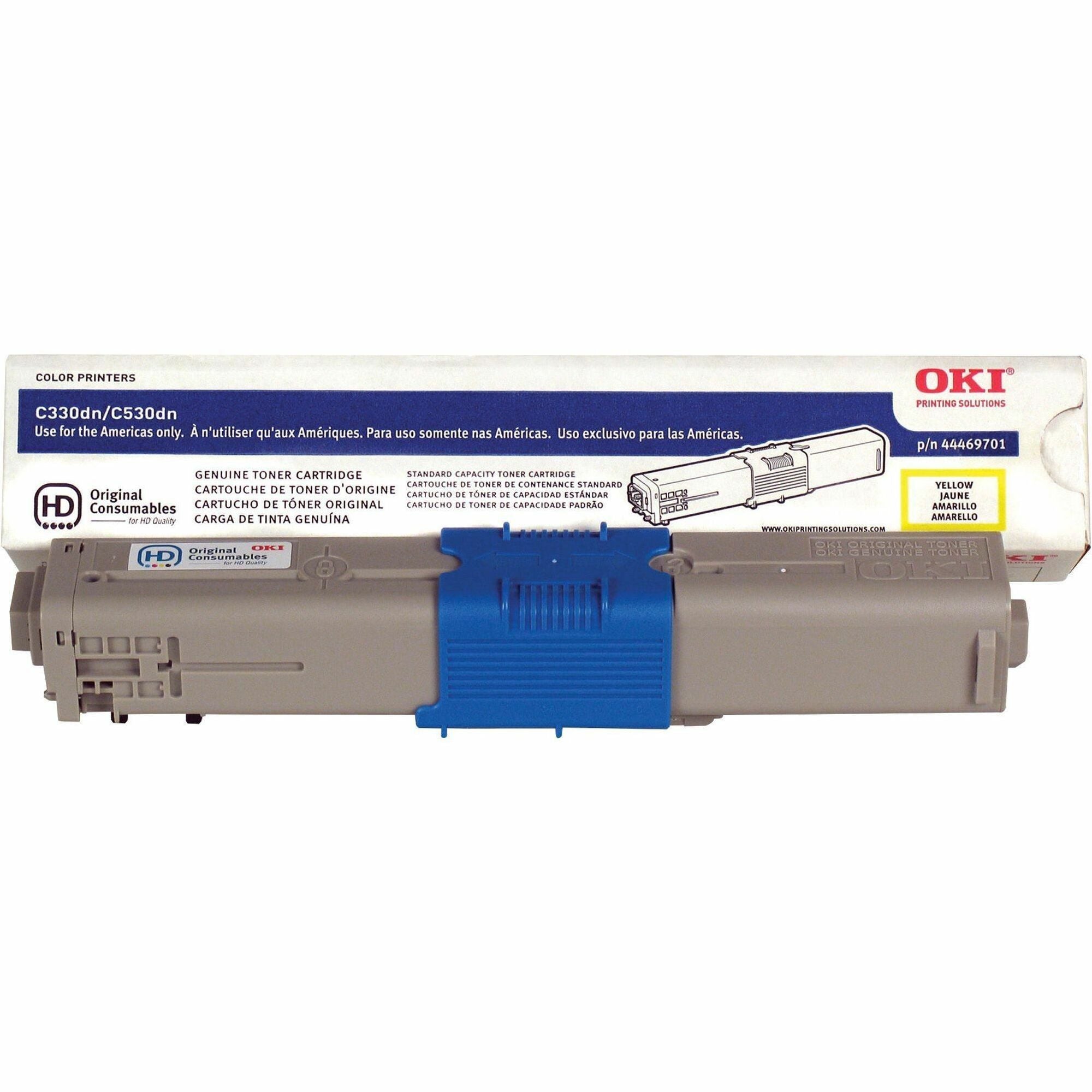Oki Original Toner Cartridge - LED - 3000 Pages - Yellow - 1 Pack -