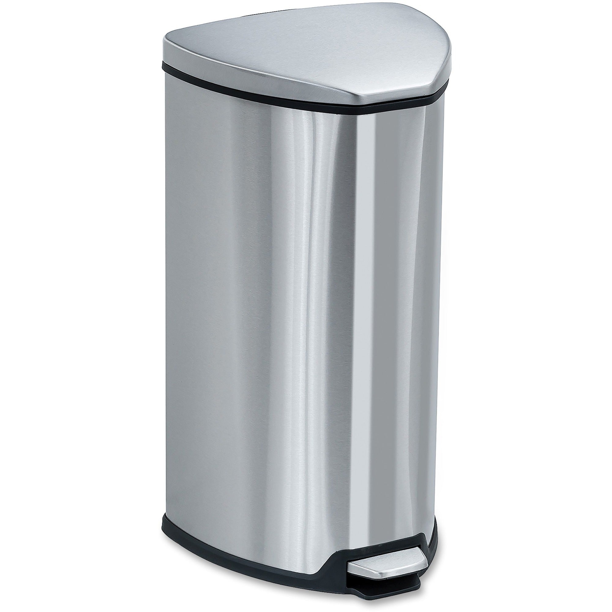 Safco Hands-free Step-on Stainless Receptacle - 7 gal Capacity - 21" Height x 14" Width x 14" Depth - Steel - Stainless Steel - 1 Each -