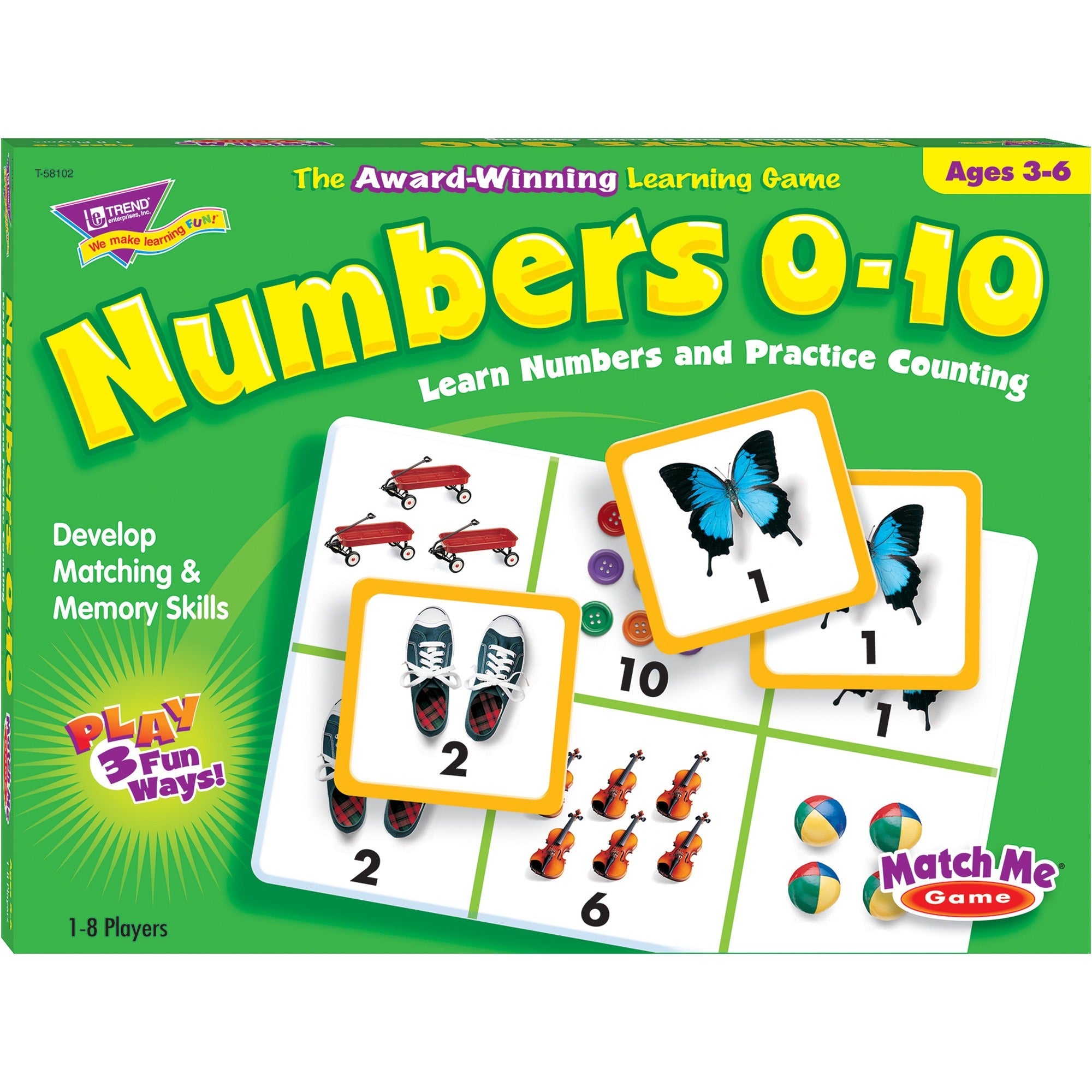 Trend Match Me Numbers 0-10 Learning Game - Educational - 1 to 8 Players - 1 Each -