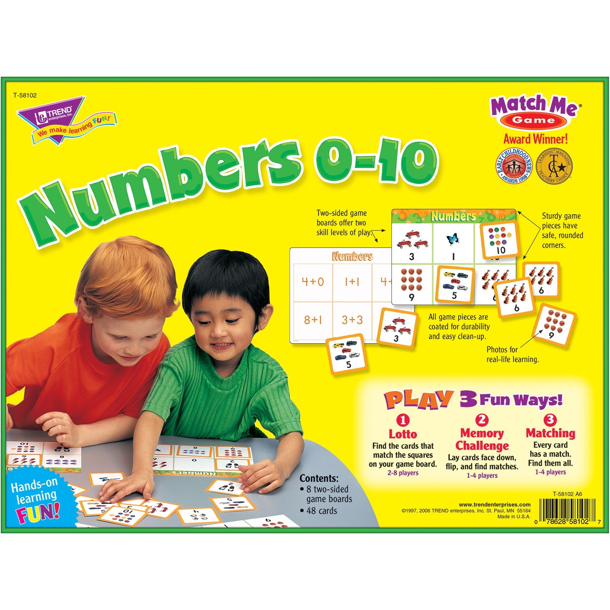 Trend Match Me Numbers 0-10 Learning Game - Educational - 1 to 8 Players - 1 Each -