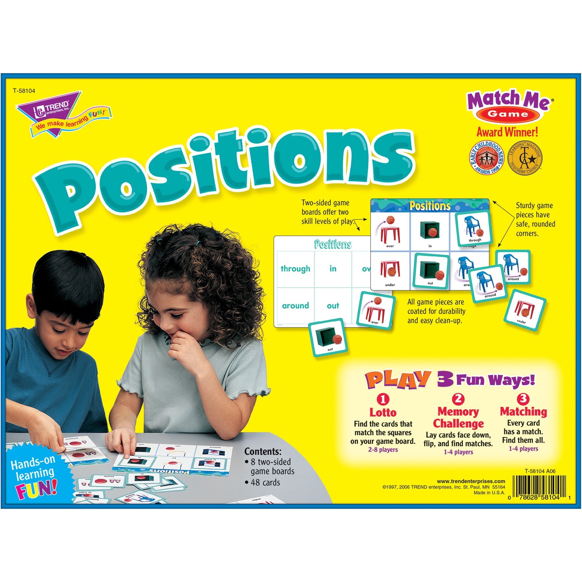 Trend Positions Match Me Games - Educational - 1 to 8 Players - 1 Each -