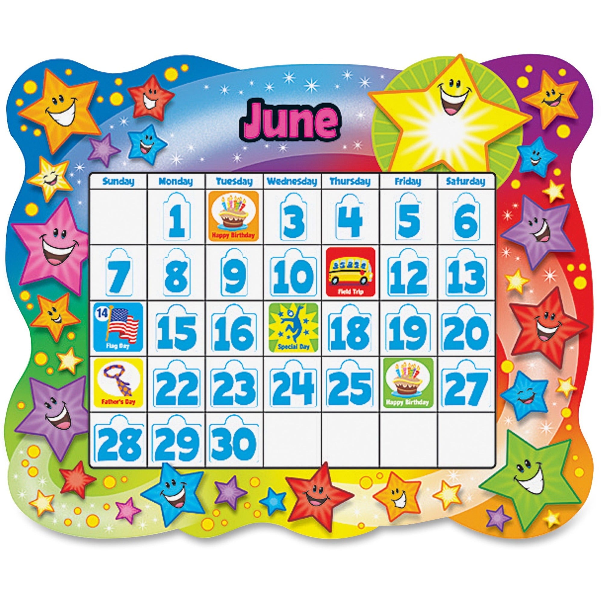 Trend Star Calendar Bulletin Board Set - Durable - 26" Height x 31.50" Width - Assorted - 1 / Set -