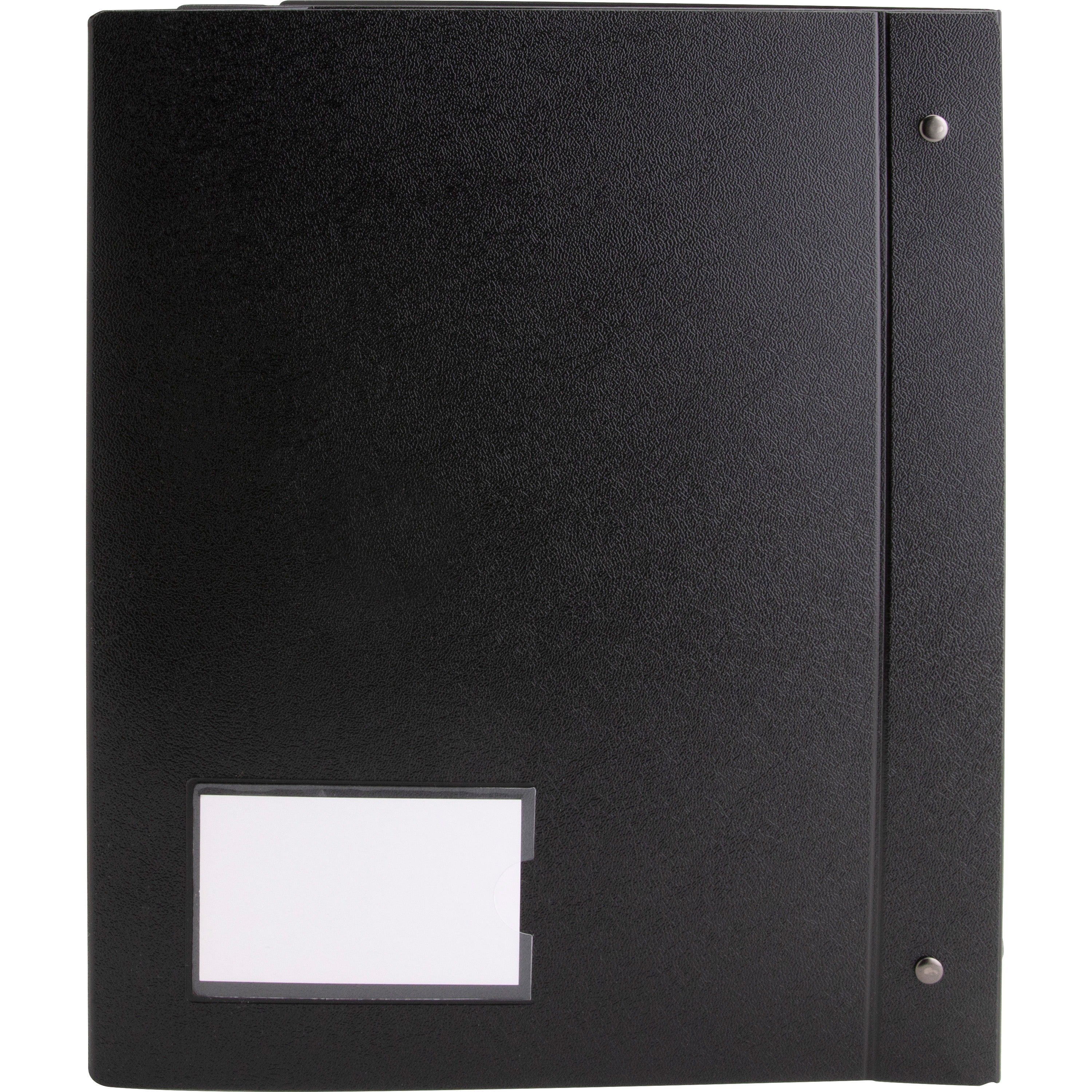 Business Source Presentation Binder - 1" Binder Capacity - Letter - 8 1/2" x 11" Sheet Size - Ring Fastener(s) - Internal Pocket(s) - Black - Recycled - Business Card Holder, Label Holder - 1 Each -