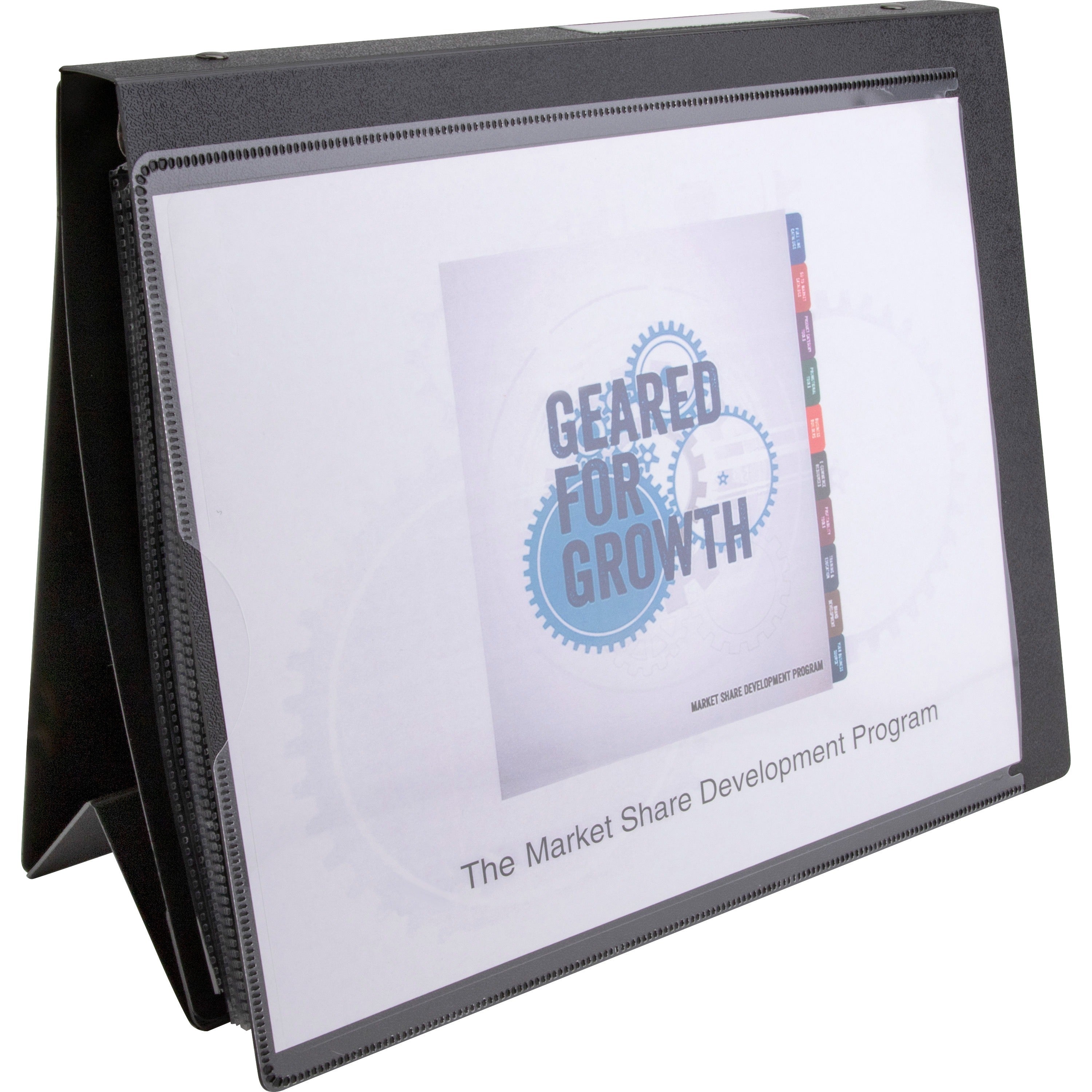 Business Source Presentation Binder - 1" Binder Capacity - Letter - 8 1/2" x 11" Sheet Size - Ring Fastener(s) - Internal Pocket(s) - Black - Recycled - Business Card Holder, Label Holder - 1 Each -