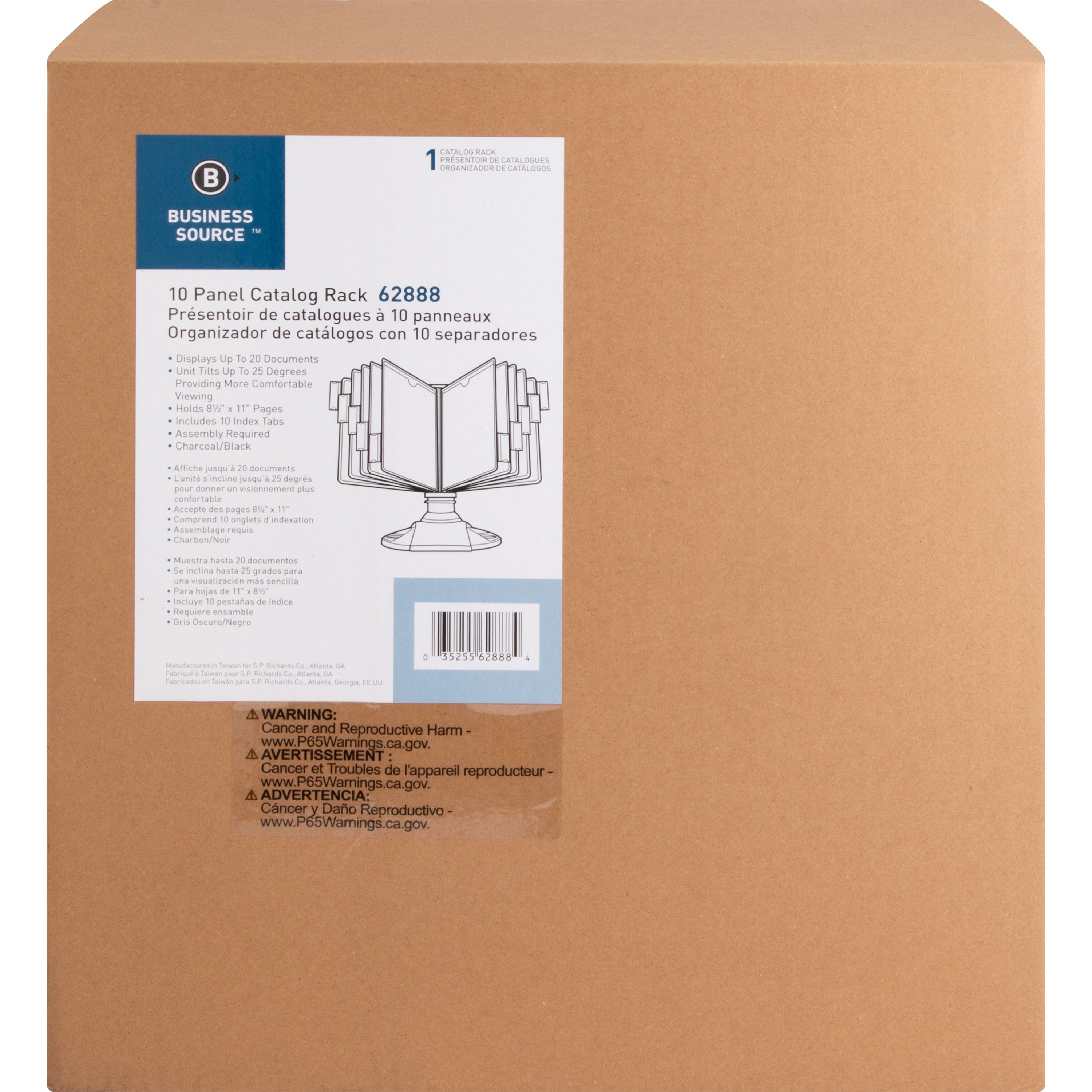 Business Source Deluxe Catalog Display Rack - 20 x Sheet - Rubber Feet - Black - Plastic, Polypropylene - 1 Each -