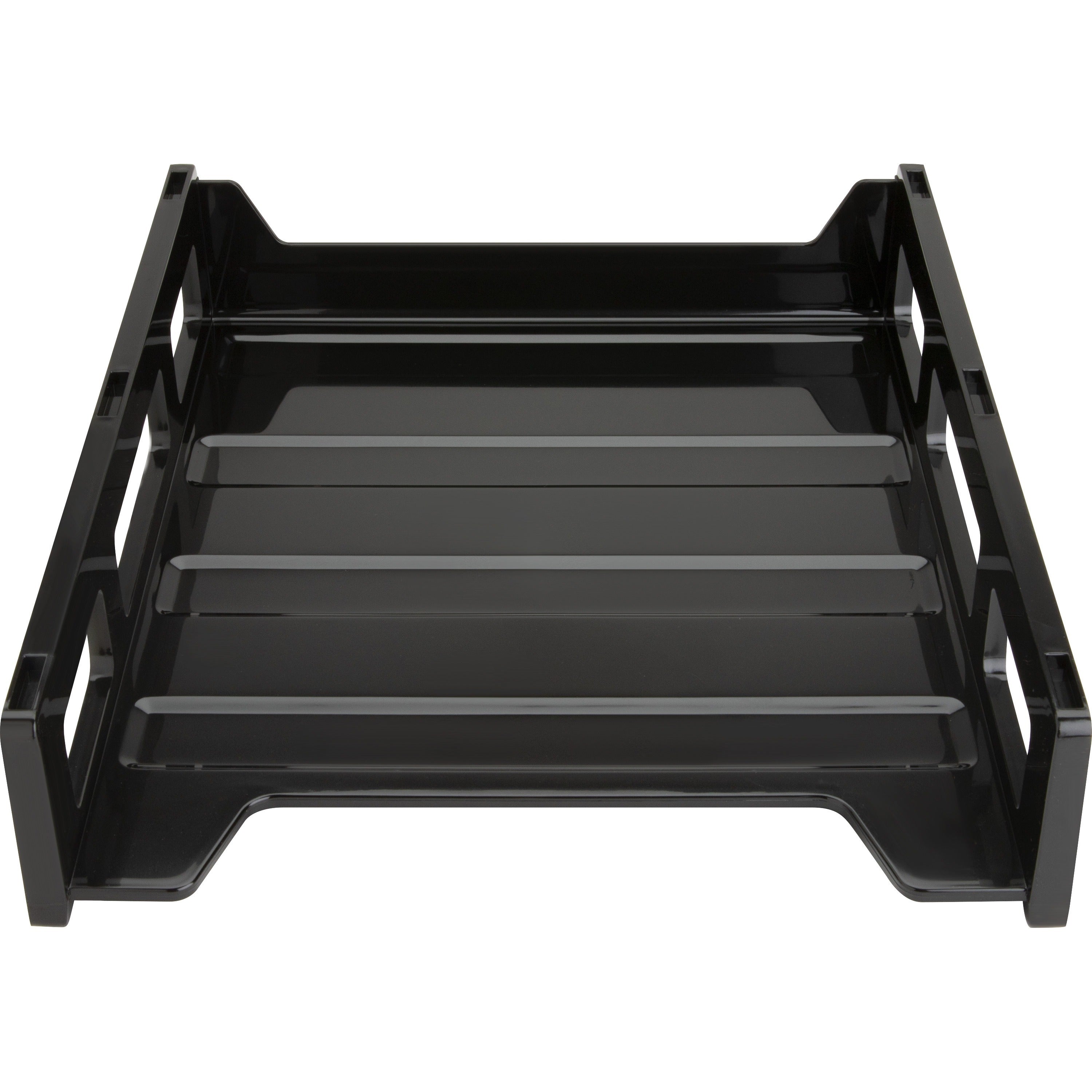 Business Source Front-Load Stackable Letter Tray - Desktop - Stackable - 25% Recycled - Black - Plastic - 1 Each -