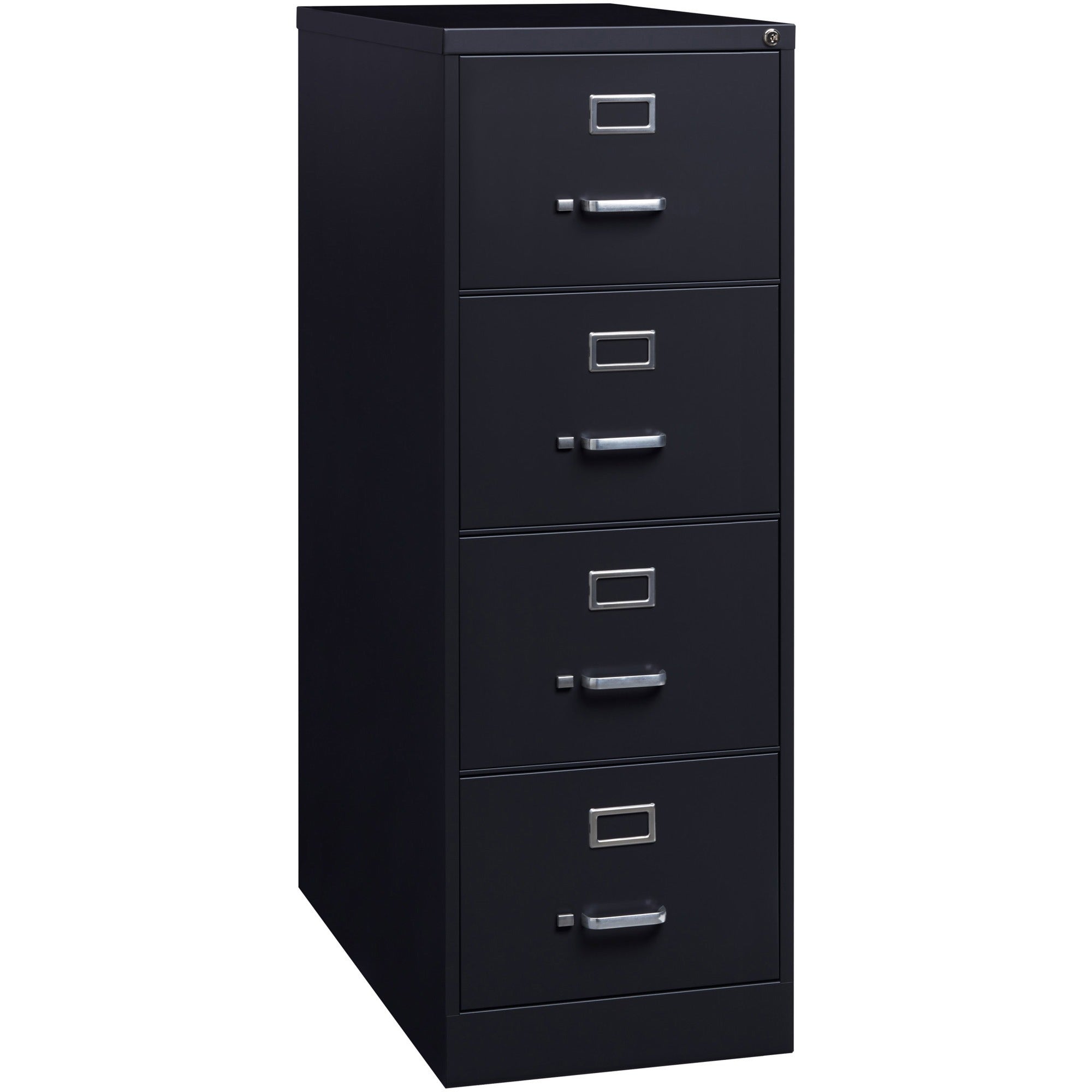 Lorell Fortress Series 26-1/2" Commercial-Grade Vertical File Cabinet - 18" x 26.5" x 52" - 4 x Drawer(s) for File - Legal - Vertical - Lockable, Ball-bearing Suspension, Heavy Duty - Black - Steel - Recycled -