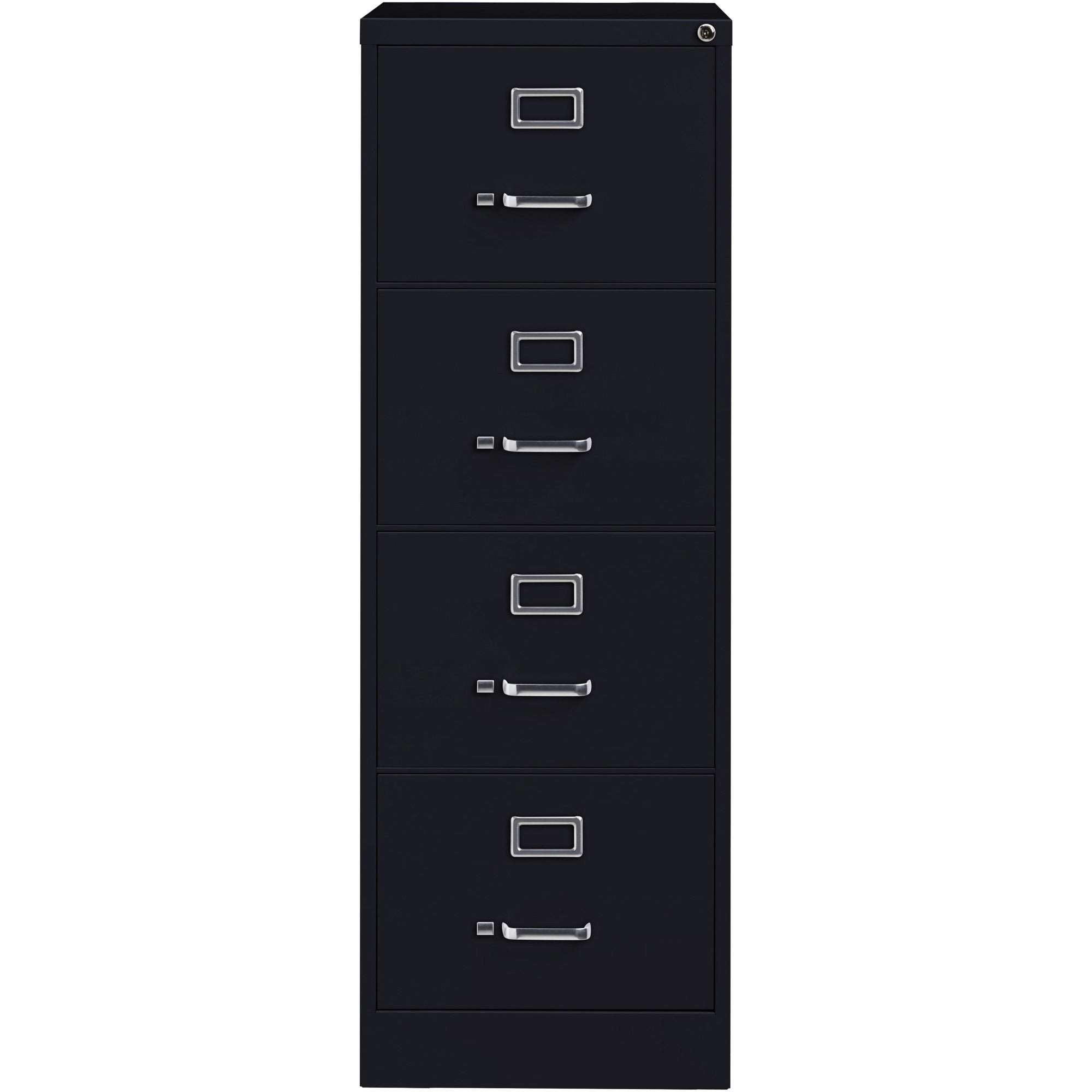 Lorell Fortress Series 26-1/2" Commercial-Grade Vertical File Cabinet - 18" x 26.5" x 52" - 4 x Drawer(s) for File - Legal - Vertical - Lockable, Ball-bearing Suspension, Heavy Duty - Black - Steel - Recycled -