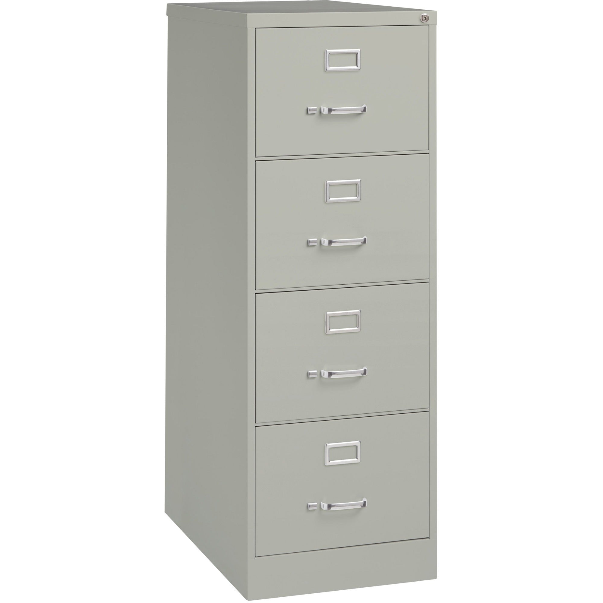 Lorell Fortress Series 26-1/2" Commercial-Grade Vertical File Cabinet - 18" x 26.5" x 52" - 4 x Drawer(s) for File - Legal - Vertical - Lockable, Ball-bearing Suspension, Heavy Duty - Light Gray - Steel - Recycled -