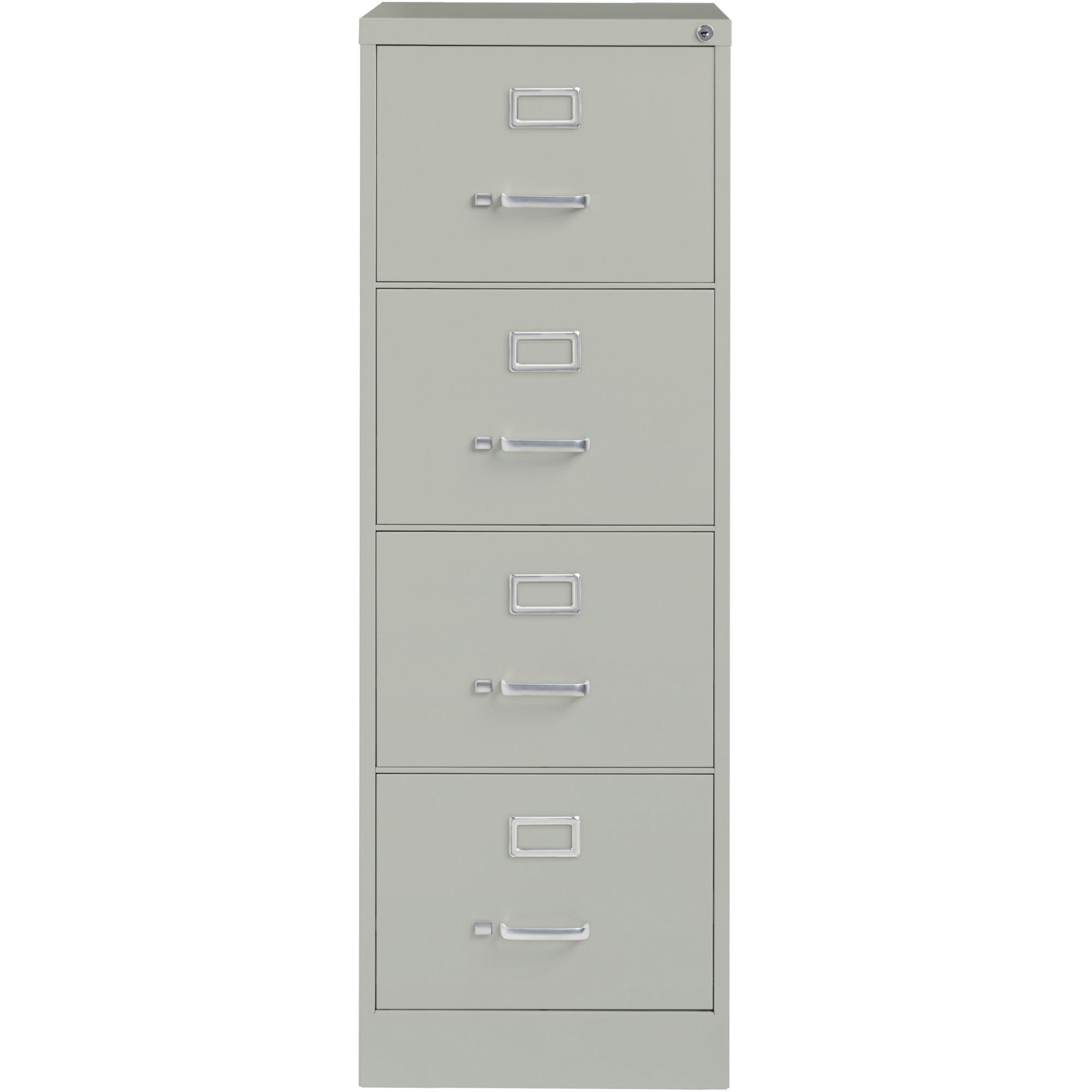 Lorell Fortress Series 26-1/2" Commercial-Grade Vertical File Cabinet - 18" x 26.5" x 52" - 4 x Drawer(s) for File - Legal - Vertical - Lockable, Ball-bearing Suspension, Heavy Duty - Light Gray - Steel - Recycled -