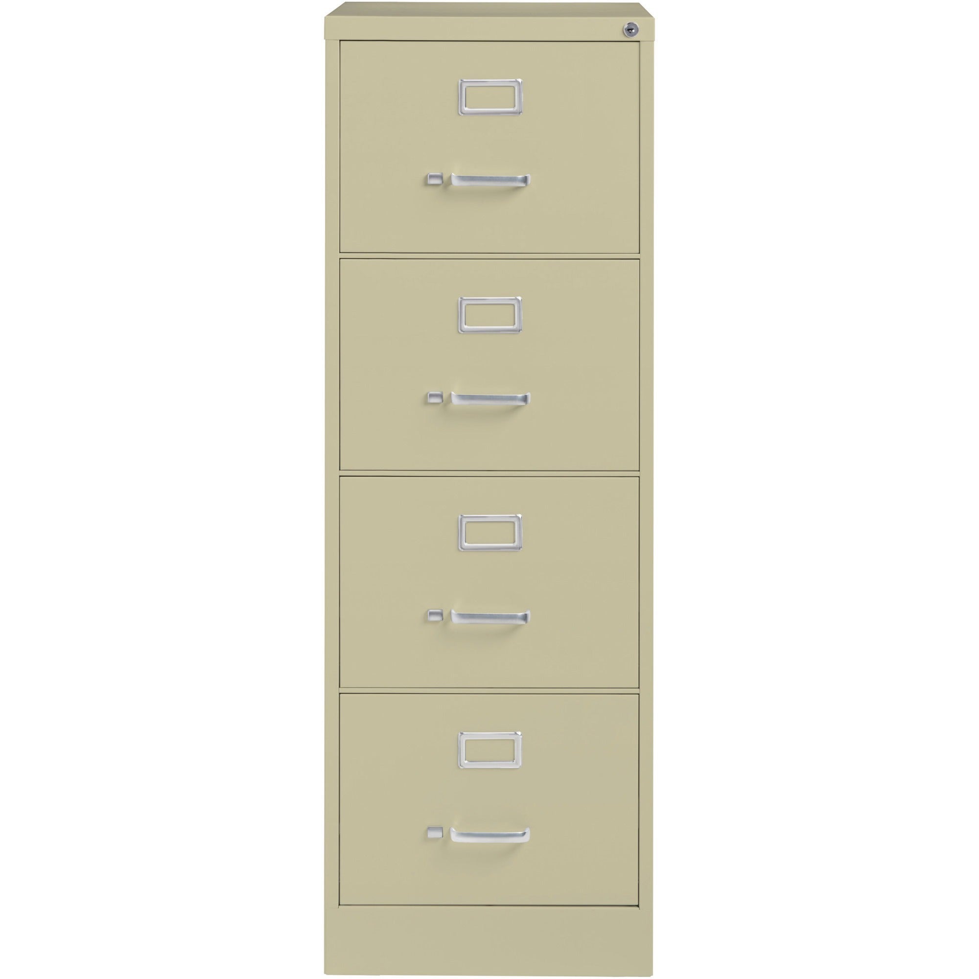 Lorell Fortress Series 26-1/2" Commercial-Grade Vertical File Cabinet - 18" x 26.5" x 52" - 4 x Drawer(s) for File - Legal - Vertical - Lockable, Ball-bearing Suspension, Heavy Duty - Putty - Steel - Recycled -