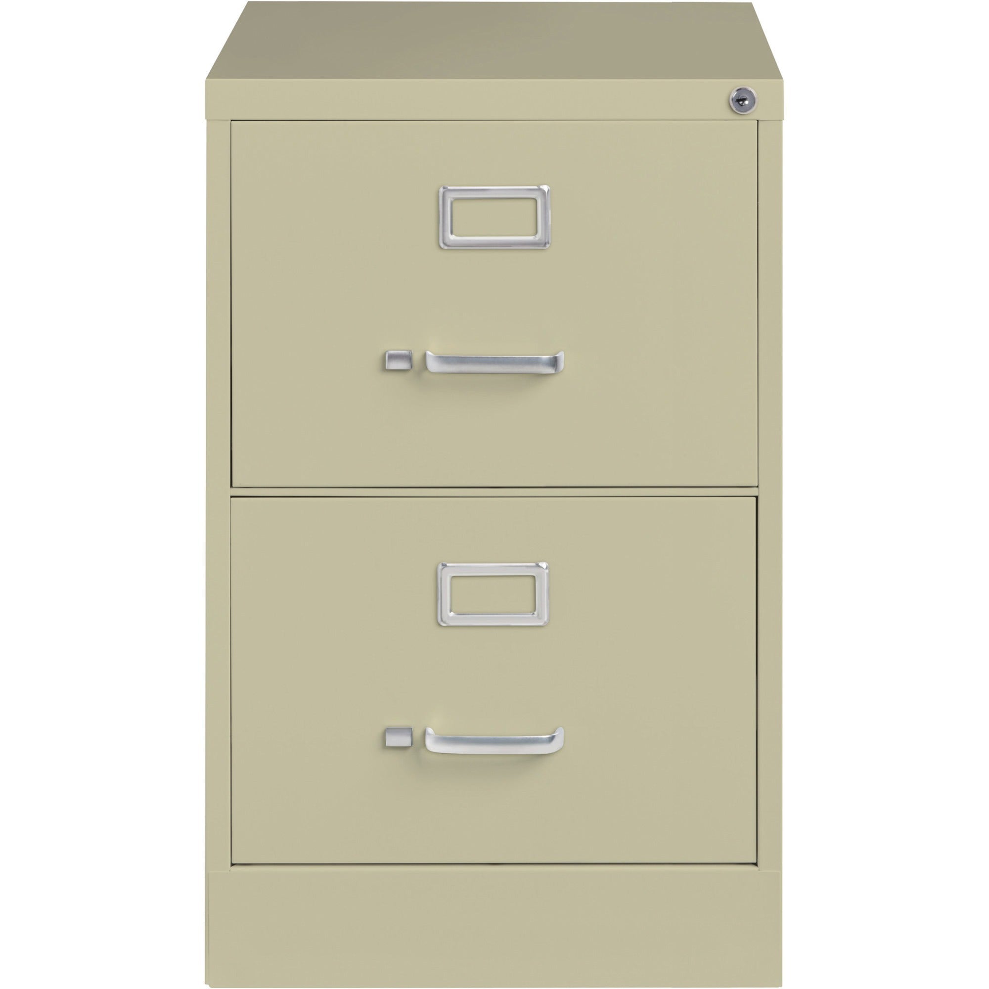 Lorell Fortress Series 26-1/2" Commercial-Grade Vertical File Cabinet - 18" x 26.5" x 28.4" - 2 x Drawer(s) for File - Legal - Vertical - Lockable, Ball-bearing Suspension, Heavy Duty - Putty - Steel - Recycled -