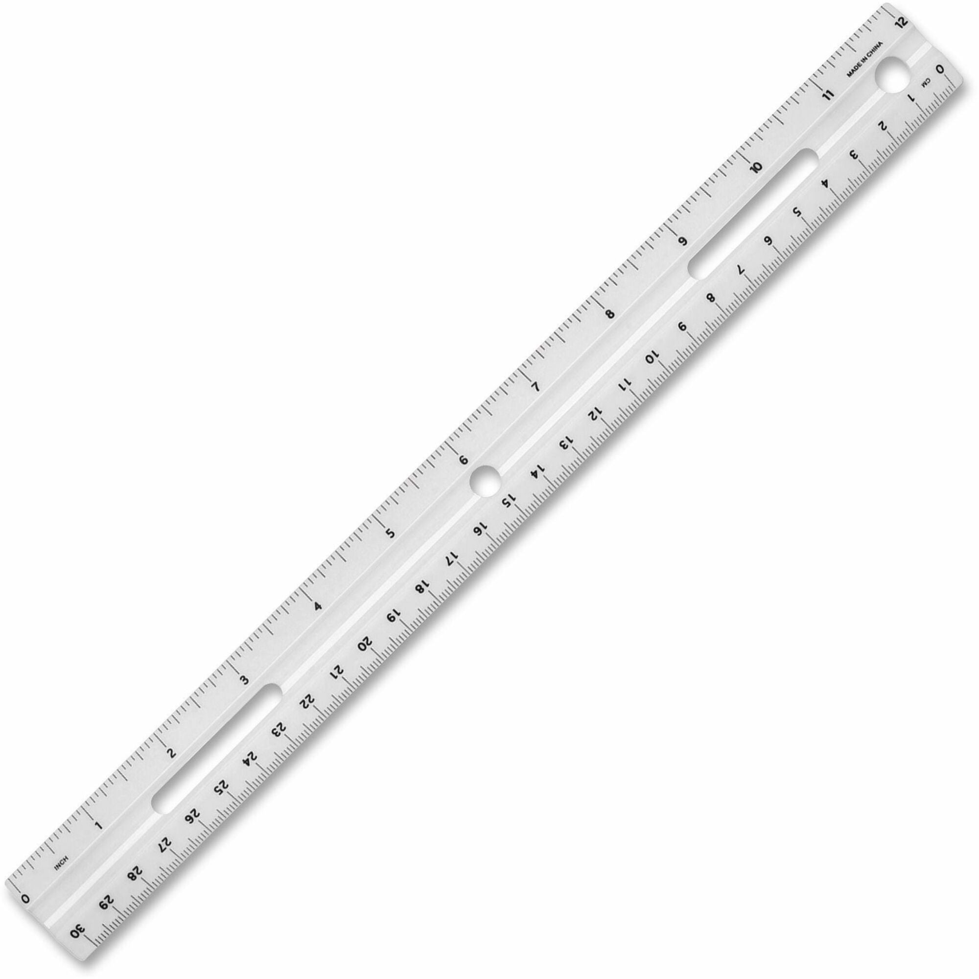 Business Source 12" Ruler - 12" Length 1.3" Width - 1/16 Graduations - Metric, Imperial Measuring System - Plastic - 1 Each - White -