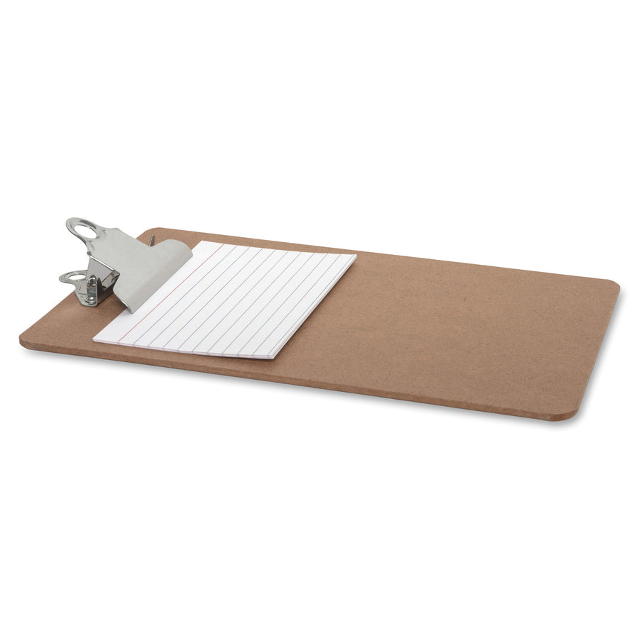 Business Source Mini Clipboard with Standard Metal Clip - Standard - 6" x 9" - Hardboard - Brown - 1 Each -