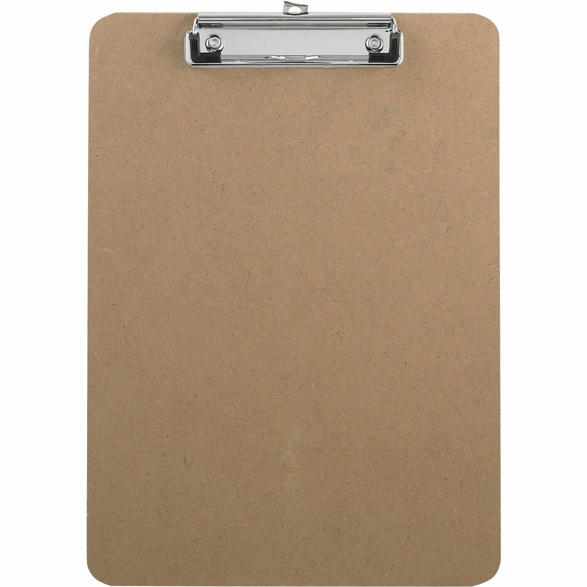 Business Source Flat Clip Clipboard - 9" x 12 1/2" - Hardboard - Brown - 1 Each -