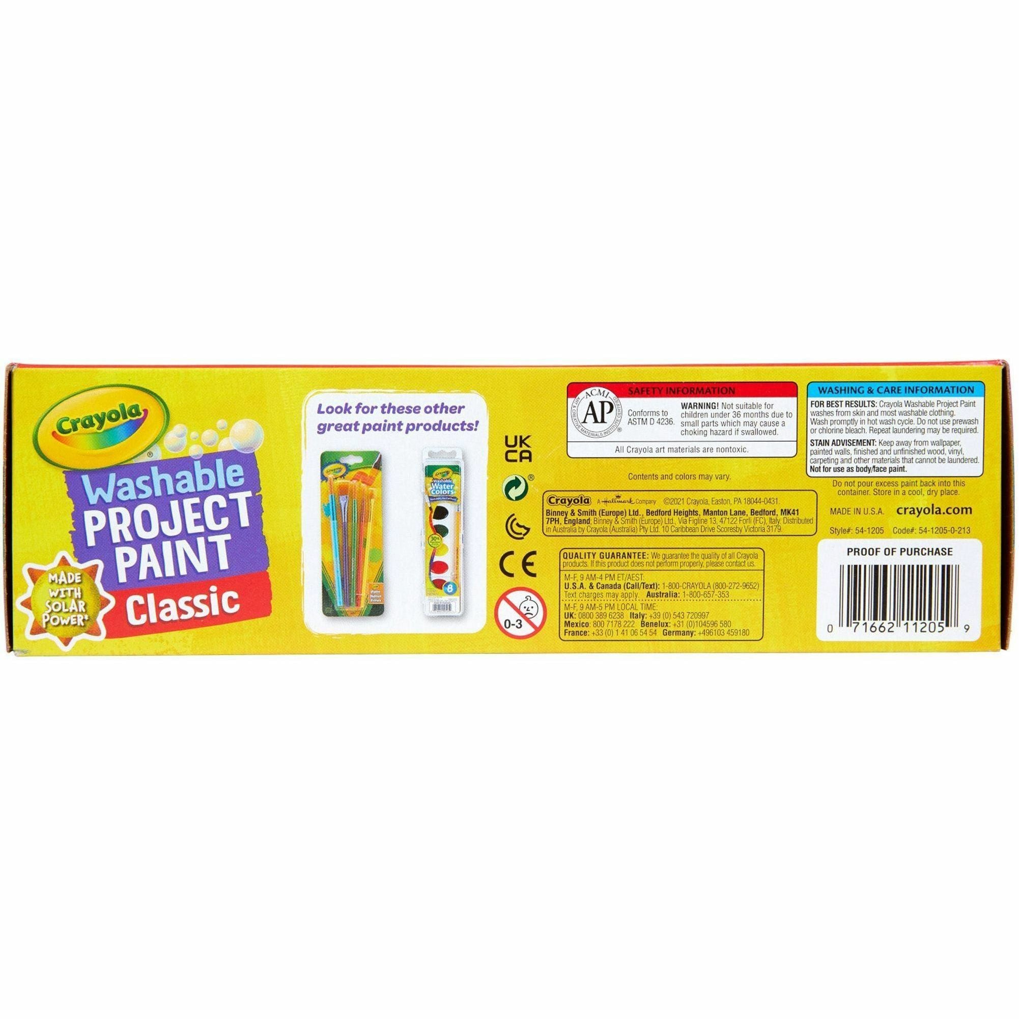 Crayola Washable Kids' Paint Set - 2 fl oz - 10 / Set - Blue, White, Violet, Brown, Green, Turquoise, Red, Yellow, Orange, Magenta -