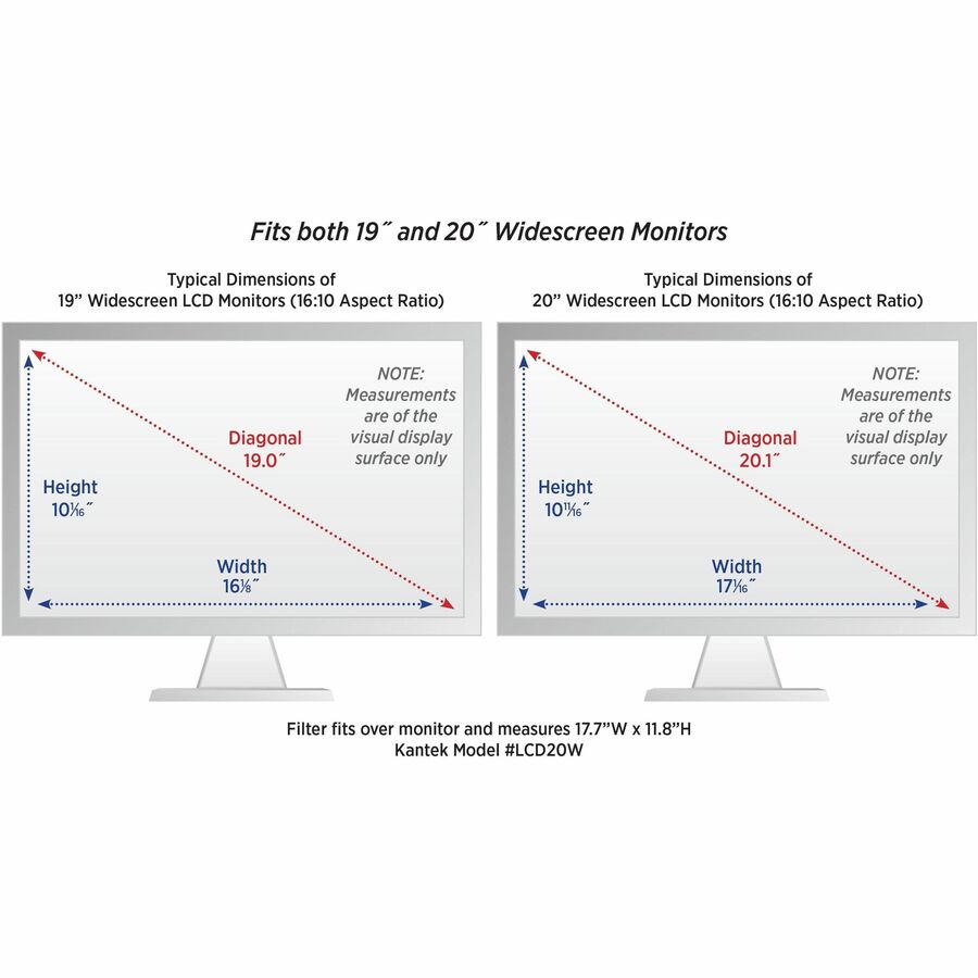 Kantek LCD Protective Filter Silver - For 20" Widescreen Monitor - Scratch Resistant - Anti-glare - 1 Pack - 2