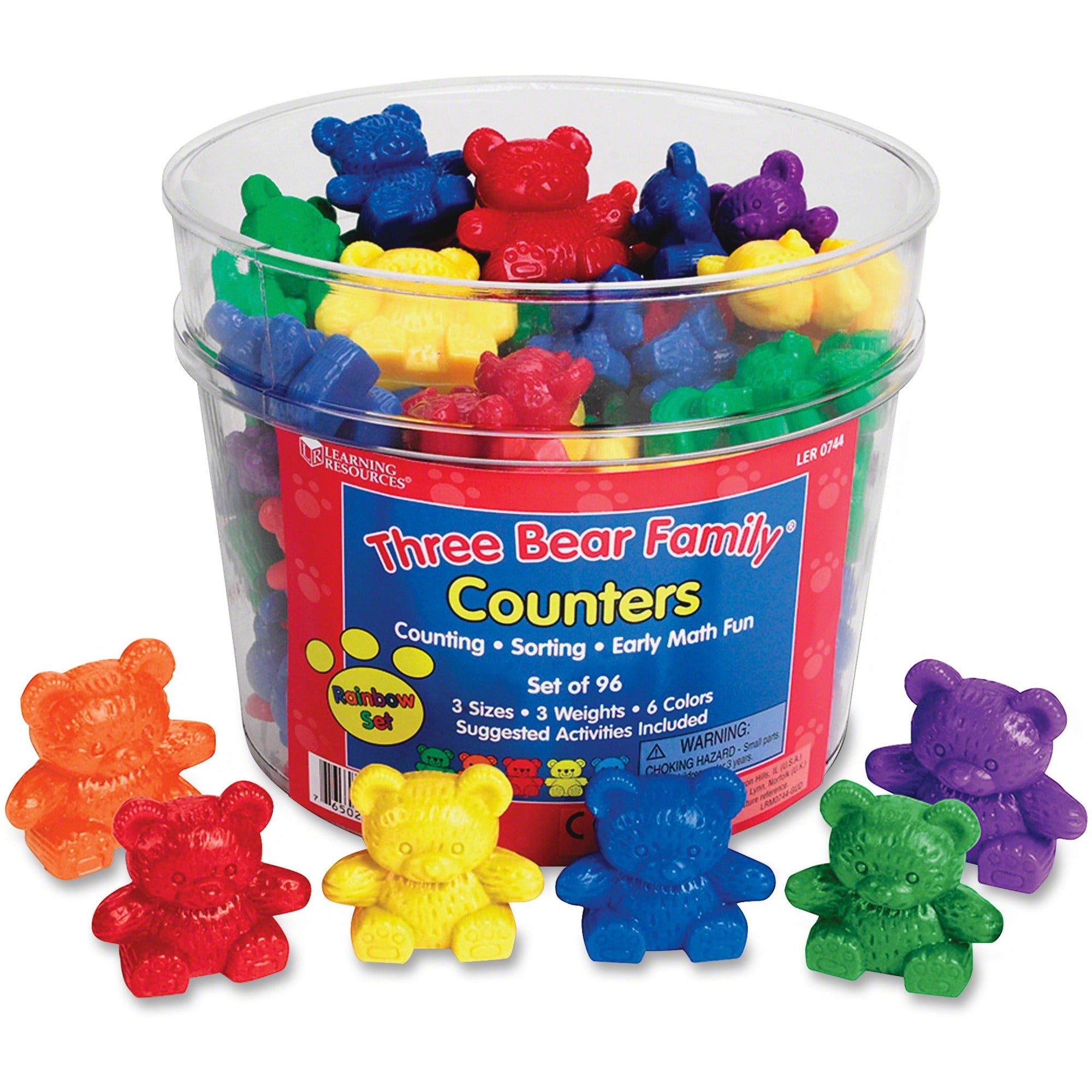 Three Bear Family Counters Set - Learning Theme/SubjectSkill Learning: Size Differentiation - 96 x Bear Shape - Assorted - Plastic - 96 / Set -