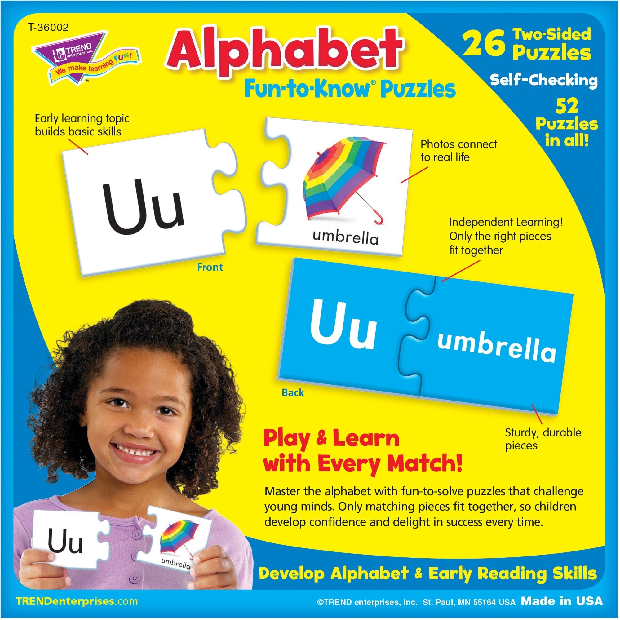 Trend Alphabet Fun-to-Know Puzzles - 3+52 Piece -