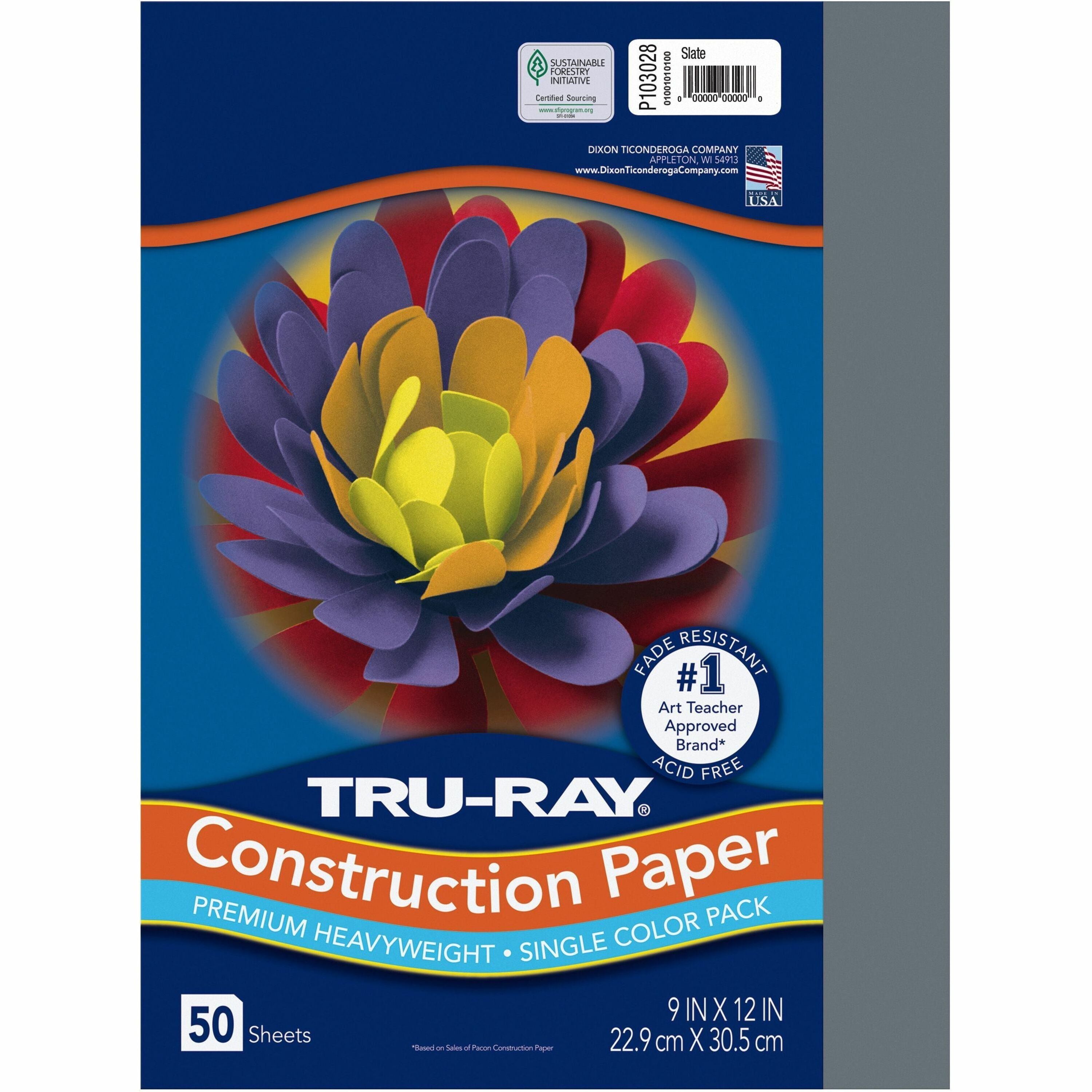 Tru-Ray Construction Paper - Project - 12"Width x 9"Length - 50 / Pack - Slate Gray - Sulphite -