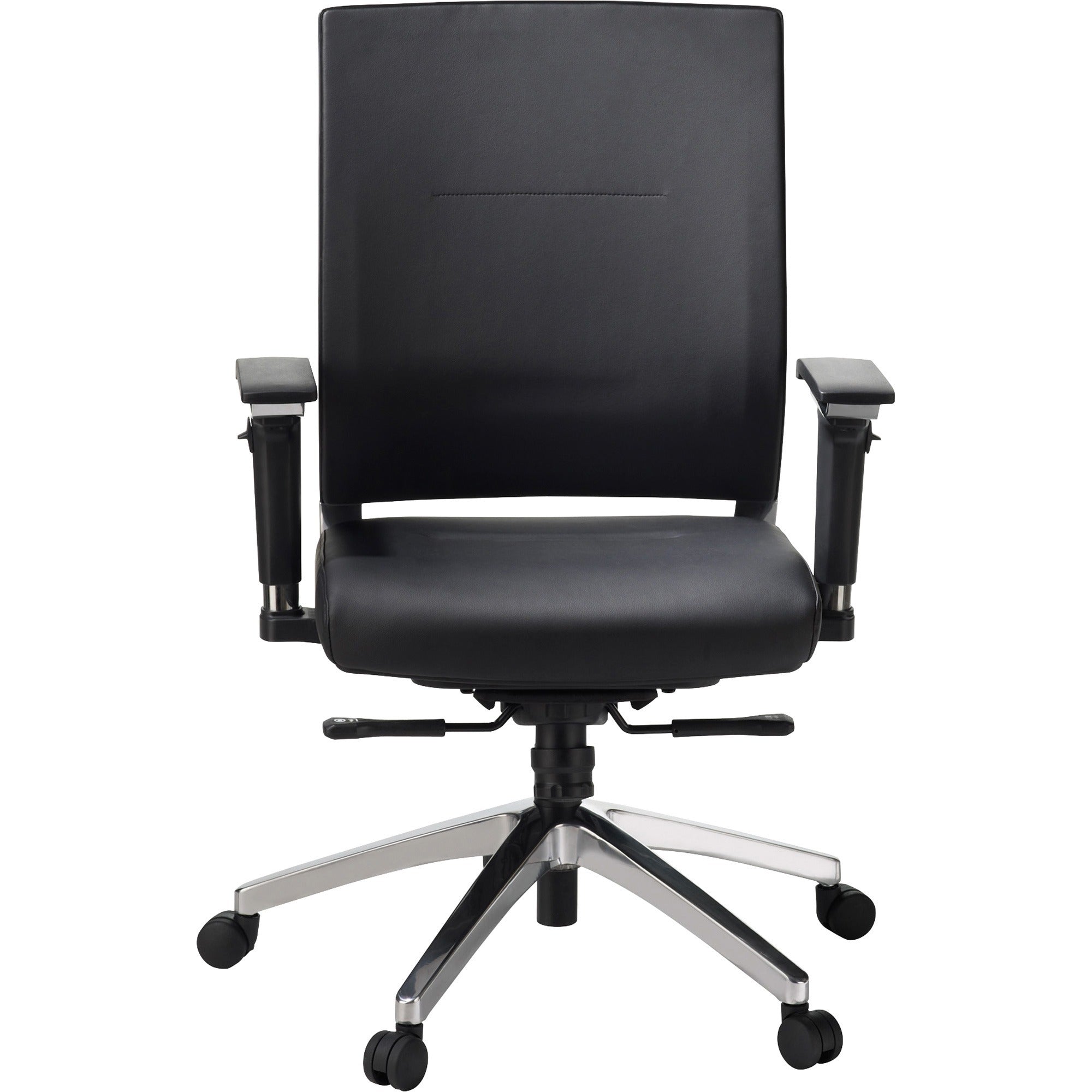 Lorell Heavy-duty Full-Function Executive Office Chair - Black Leather Seat - 5-star Base - Black - 1 Each -