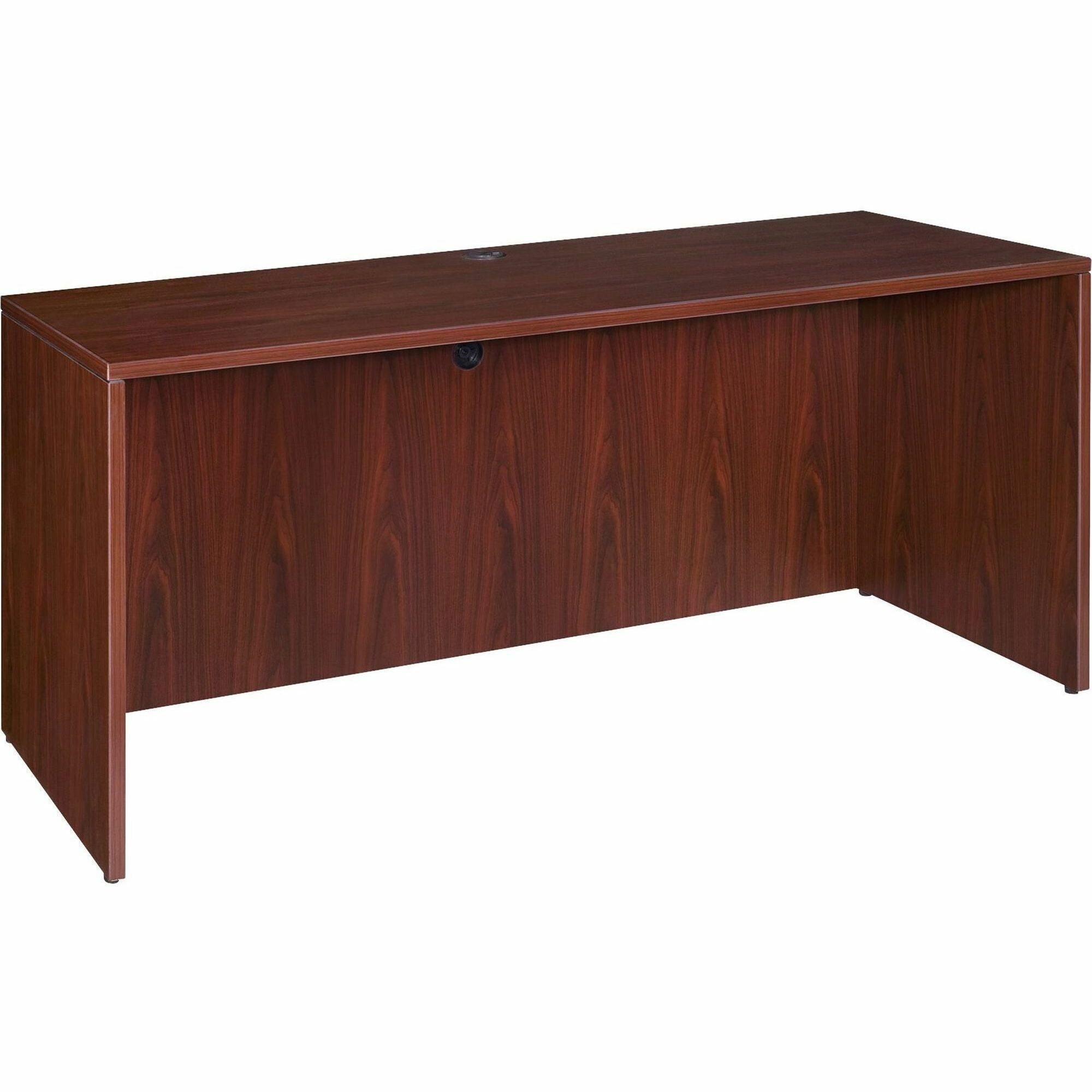 Lorell Essentials Series Credenza Shell - 59" x 23.6" x 1" x 29.5" - Finish: Laminate, Mahogany - Grommet, Durable, Adjustable Feet -