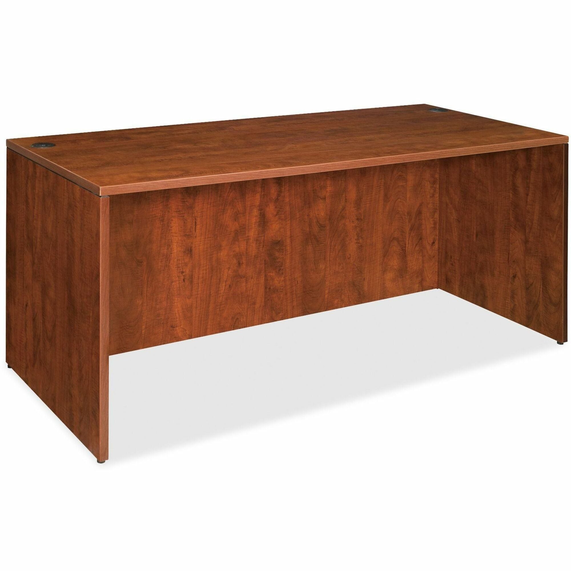 Lorell Essentials Series Rectangular Desk Shell - 70.9" x 35.4" x 29.5" - Finish: Cherry, Laminate - Grommet, Modesty Panel -