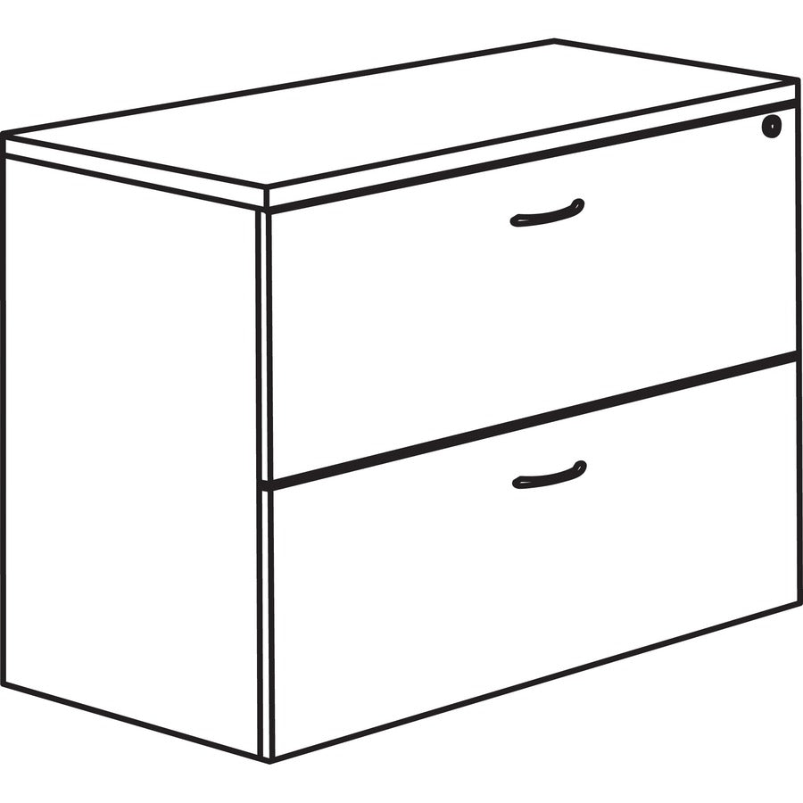 Lorell Essentials Series Lateral File - 35.5" x 22" x 1" x 29.5" - 2 x File Drawer(s) - Finish: Laminate, Mahogany - Lockable Drawer, Leveling Glide, Durable, Ball-bearing Suspension, Lockable Drawer -