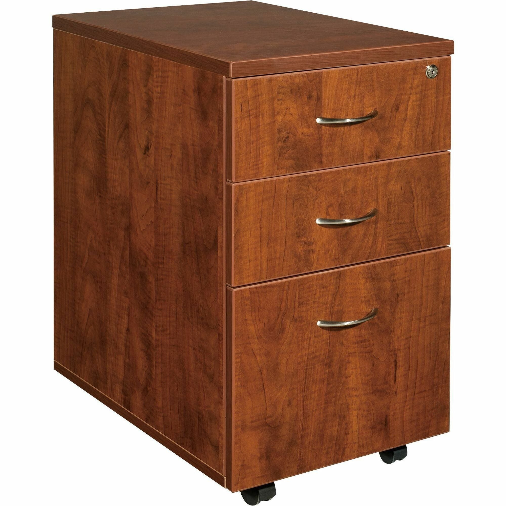 Lorell Essentials Series Box/Box/File Mobile File Cabinet - 15.8" x 22" x 1" x 28.4" - 3 x Box, File Drawer(s) - Finish: Cherry, Laminate - Leveling Glide -
