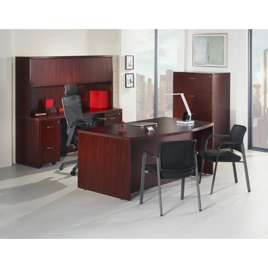Lorell Essentials Series File/File Mobile File Cabinet - 15.8" x 22" x 28.6" - Double Pedestal - Finish: Laminate, Mahogany - Leveling Glide -