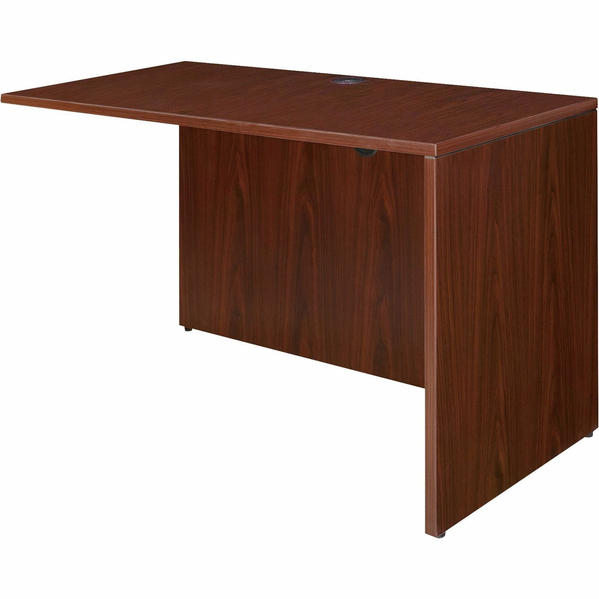 Lorell Essentials Series Return Shell - 35.6" x 23.6" x 1" x 29.5" - Finish: Laminate, Mahogany - Modesty Panel, Grommet, Durable, Adjustable Feet -