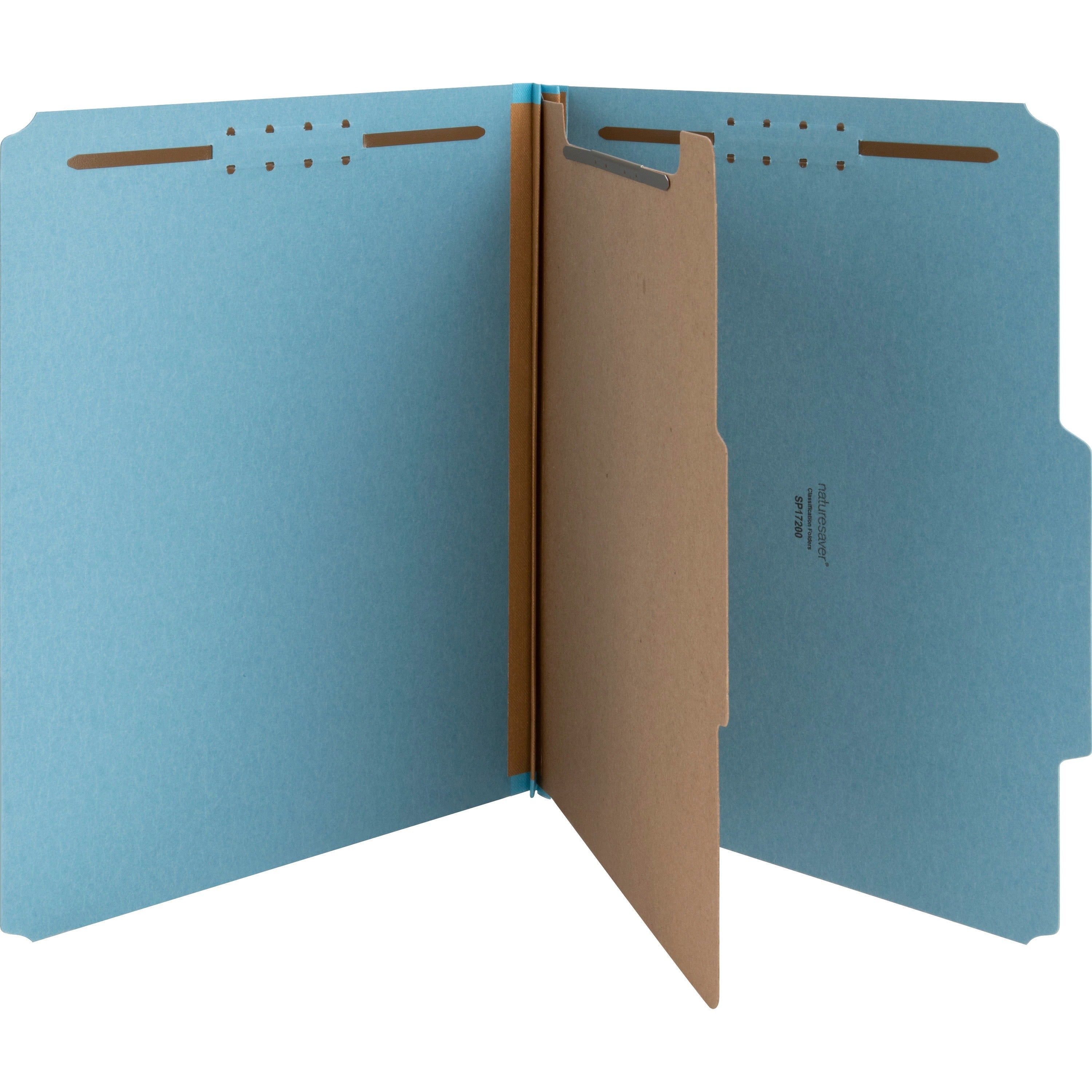 Nature Saver 1/3 Tab Cut Letter Recycled Classification Folder - 8 1/2" x 11" - 2" Fastener Capacity for Folder - Top Tab Location - 1 Divider(s) - Blue - 100% Recycled - 10 / Box -