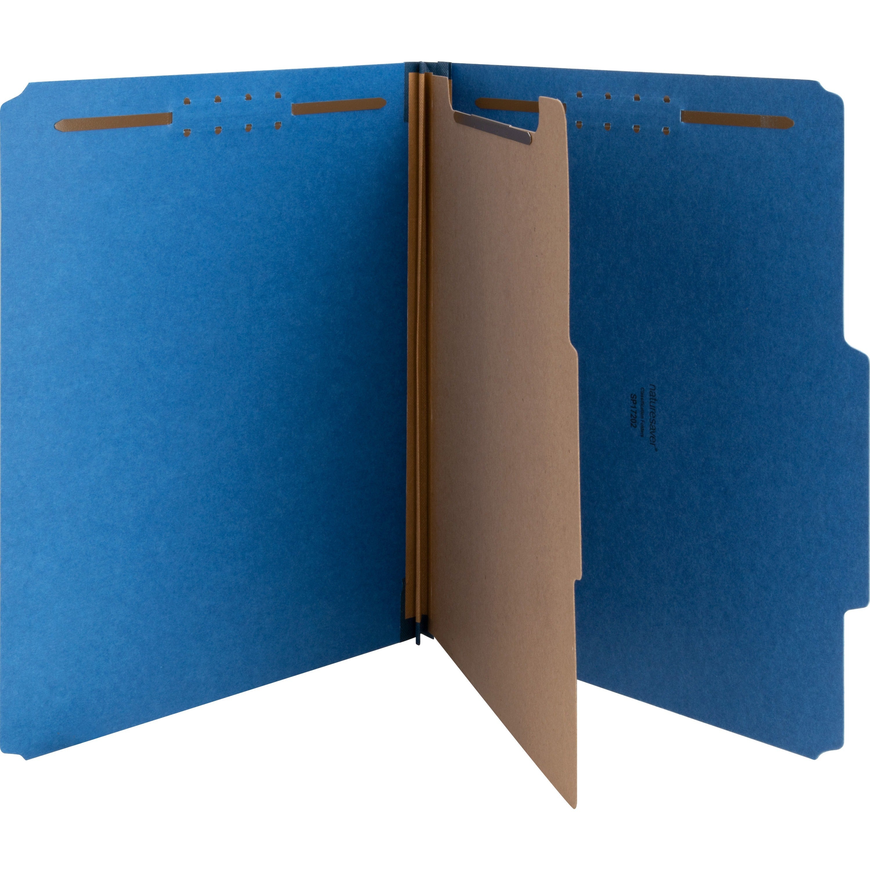 Nature Saver Letter Recycled Classification Folder - 8 1/2" x 11" - 2" Fastener Capacity for Folder - Top Tab Location - 1 Divider(s) - Blue - 100% Recycled - 10 / Box -