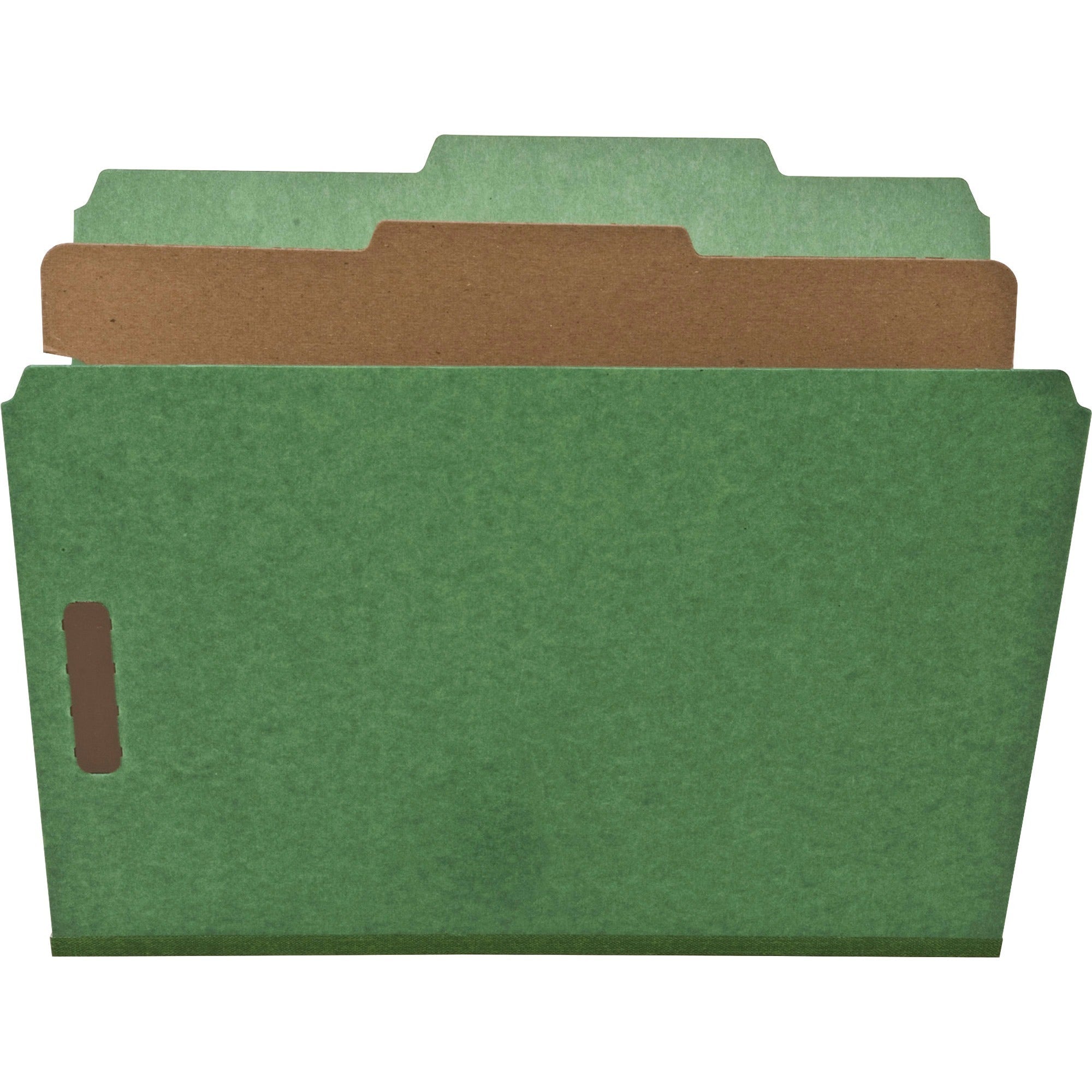 Nature Saver Letter Recycled Classification Folder - 8 1/2" x 11" - 2" Fastener Capacity for Folder - Top Tab Location - 1 Divider(s) - Green - 100% Recycled - 10 / Box -