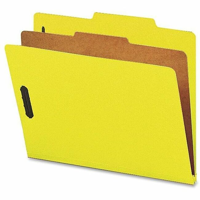 Nature Saver Letter Recycled Classification Folder - 8 1/2" - 2" Expansion - 2" Fastener Capacity for Folder - Top Tab Location - 1 Divider(s) - Yellow - 100% Recycled - 10 / Box -