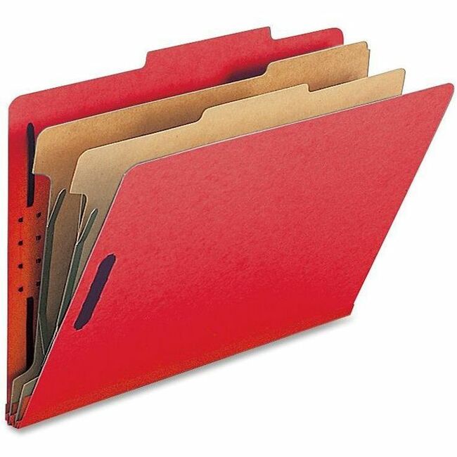Nature Saver Legal Recycled Classification Folder - 8 1/2" x 14" - 2" Fastener Capacity for Folder - 2 Divider(s) - Bright Red - 100% Recycled - 10 / Box -