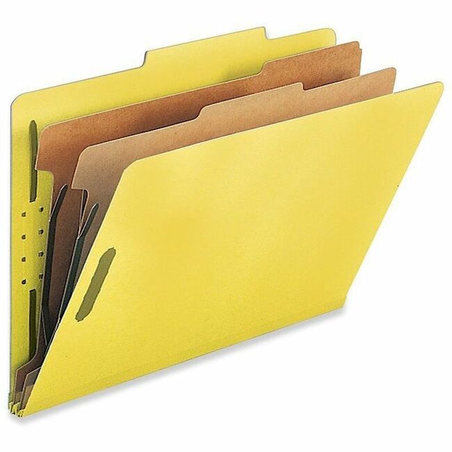 Nature Saver Legal Recycled Classification Folder - 8 1/2" x 14" - 2" Fastener Capacity for Folder - 2 Divider(s) - Yellow - 100% Recycled - 10 / Box -