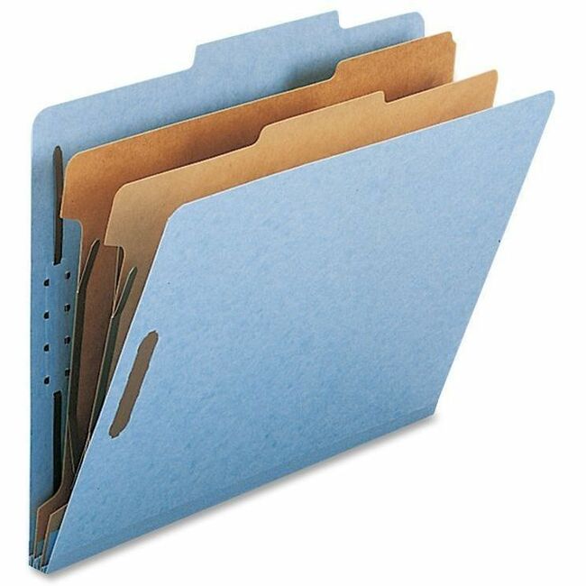 Nature Saver Letter Recycled Classification Folder - 8 1/2" x 11" - 2" Fastener Capacity for Folder - 2 Divider(s) - Blue - 100% Recycled - 10 / Box -