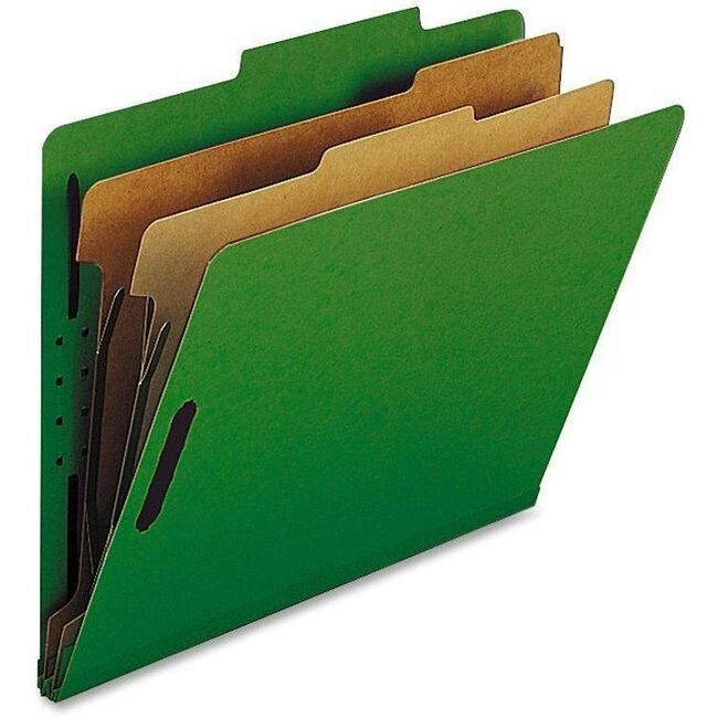 Nature Saver Letter Recycled Classification Folder - 8 1/2" x 11" - 2" Fastener Capacity for Folder - 2 Divider(s) - Green - 100% Recycled - 10 / Box -
