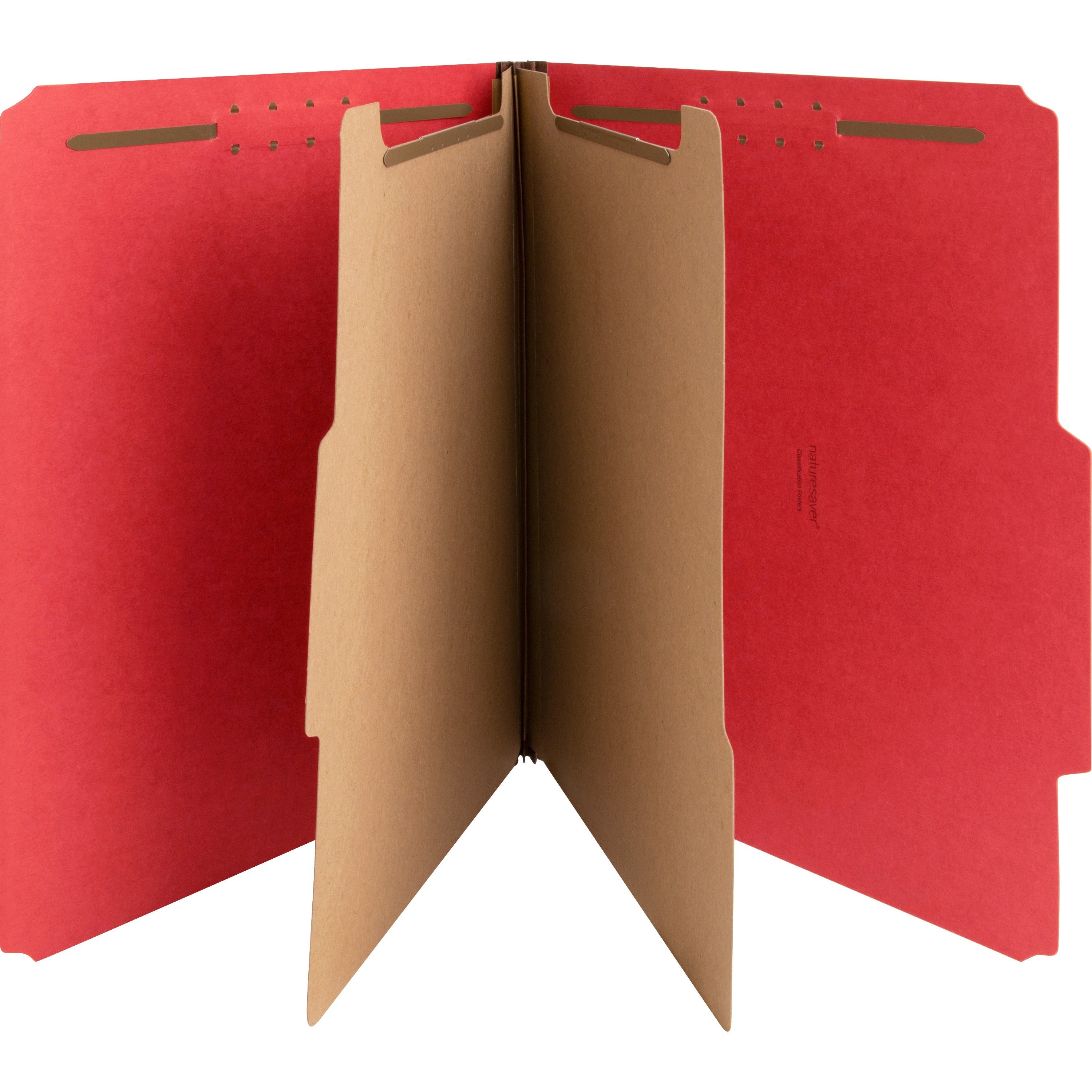 Nature Saver Letter Recycled Classification Folder - 8 1/2" x 11" - 2" Fastener Capacity for Folder - 2 Divider(s) - Red - 100% Recycled - 10 / Box -