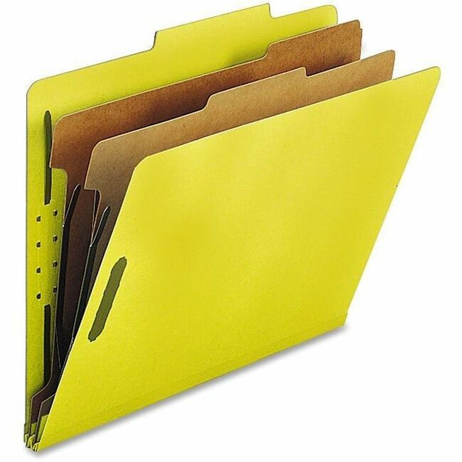 Nature Saver Letter Recycled Classification Folder - 8 1/2" x 11" - 2" Expansion - 2" Fastener Capacity for Folder - Top Tab Location - 2 Divider(s) - Yellow - 100% Recycled - 10 / Box -