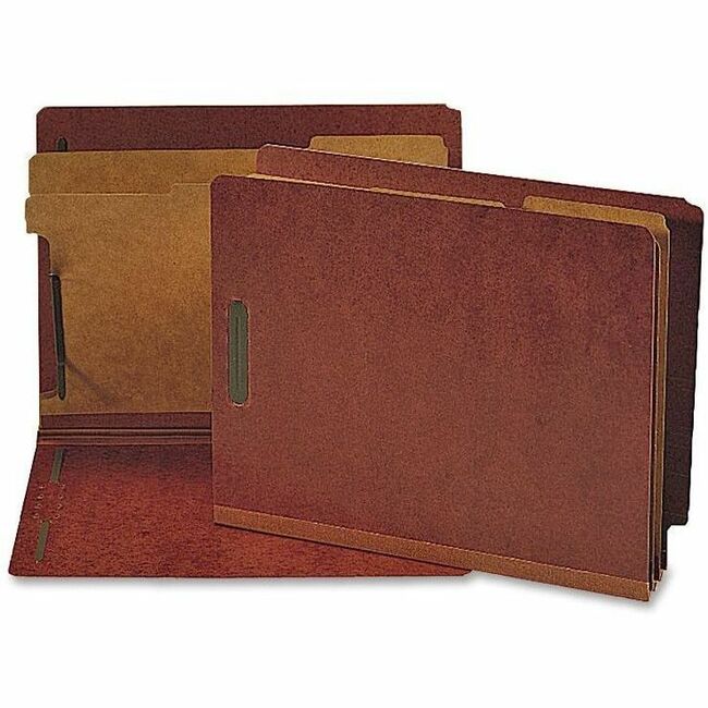 Nature Saver Letter Recycled Classification Folder - 8 1/2" x 11" - 2 Fastener(s) - 2" Fastener Capacity for Folder - End Tab Location - 2 Divider(s) - Red - 100% Recycled - 10 / Box -