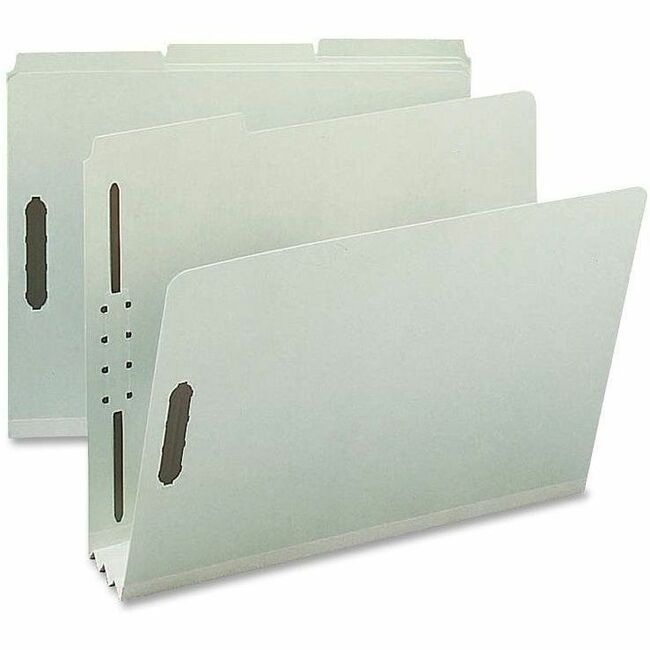 Nature Saver 1/3 Tab Cut Letter Recycled Fastener Folder - 8 1/2" x 11" - 3" Expansion - 2 Fastener(s) - 2" Fastener Capacity for Folder - Top Tab Location - Assorted Position Tab Position - Pressboard, Tyvek - Gray/Green - 100% Recycled - 25 / Box -