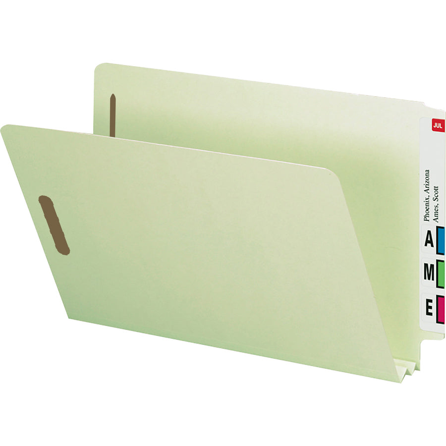 Nature Saver Legal Recycled End Tab File Folder - 8 1/2" x 14" - 2" Expansion - 2" Fastener Capacity for Folder - Pressboard - Gray/Green - 100% Recycled - 25 / Box -