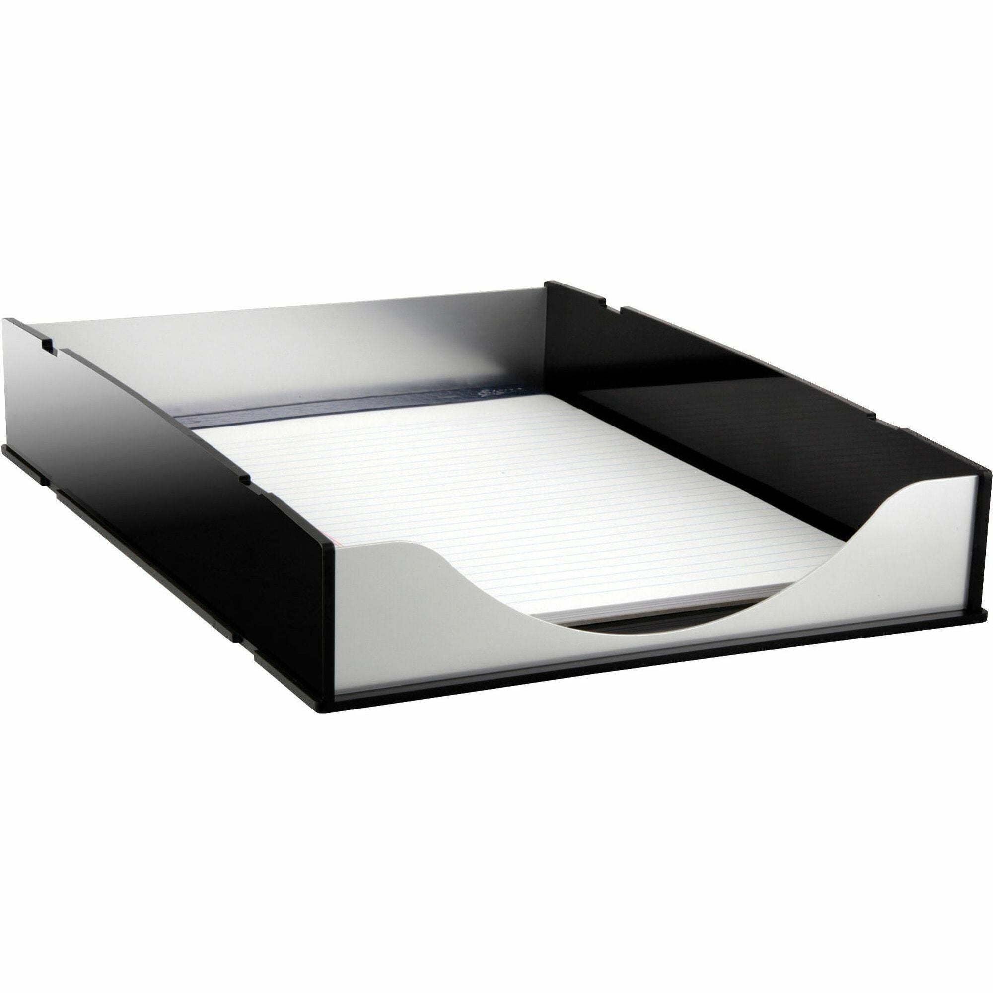 Kantek Front-loading Letter Tray - 2.3" Height x 10.3" Width x 13.5" DepthDesktop - Stackable - Aluminum - Acrylic, Aluminum - 1 Each -