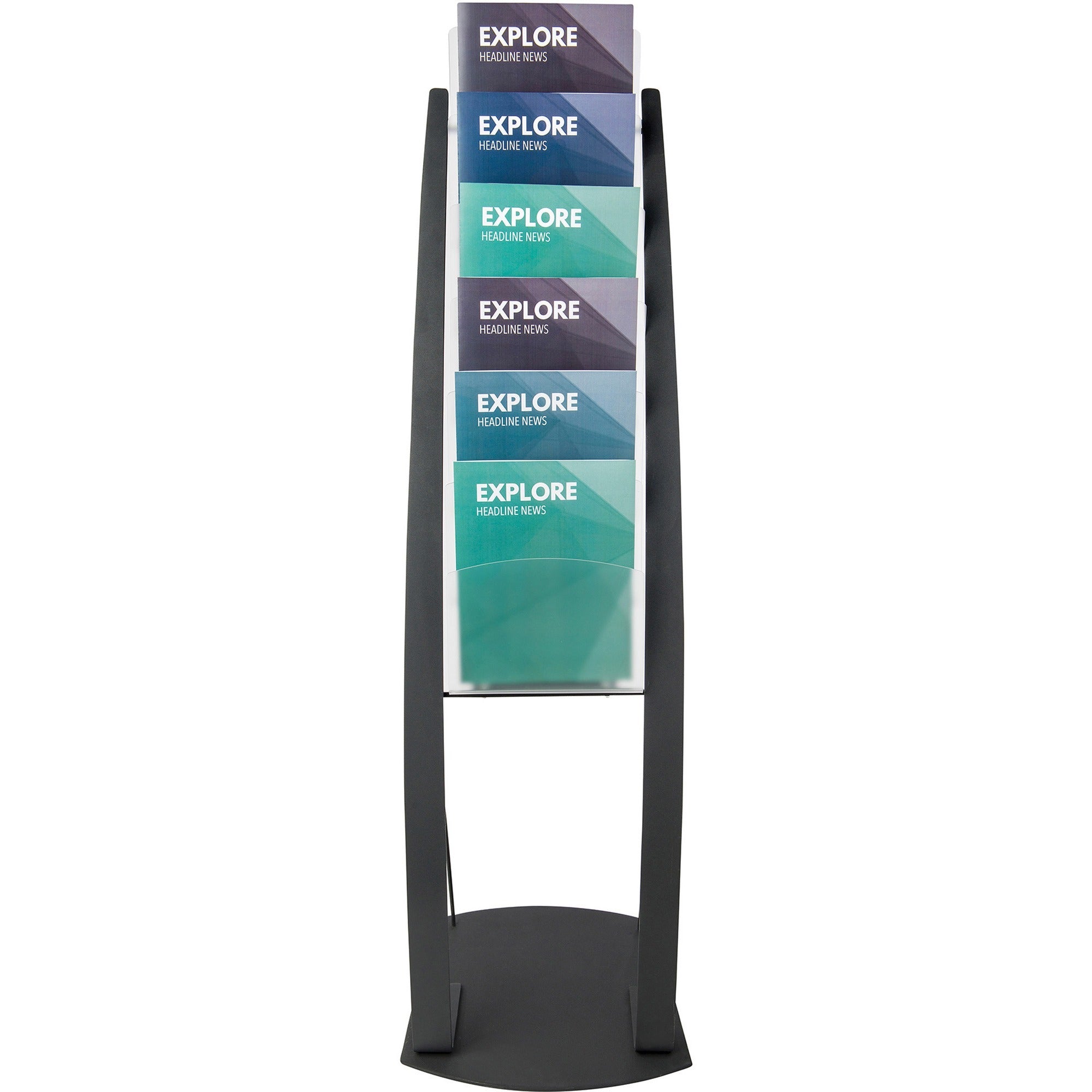 Deflecto Contemporary Floor Display - 6 Compartment(s) - Compartment Size 1.45" - 49" Height x 13" Width x 16.5" DepthFloor - Black - Metal - 1 Each -