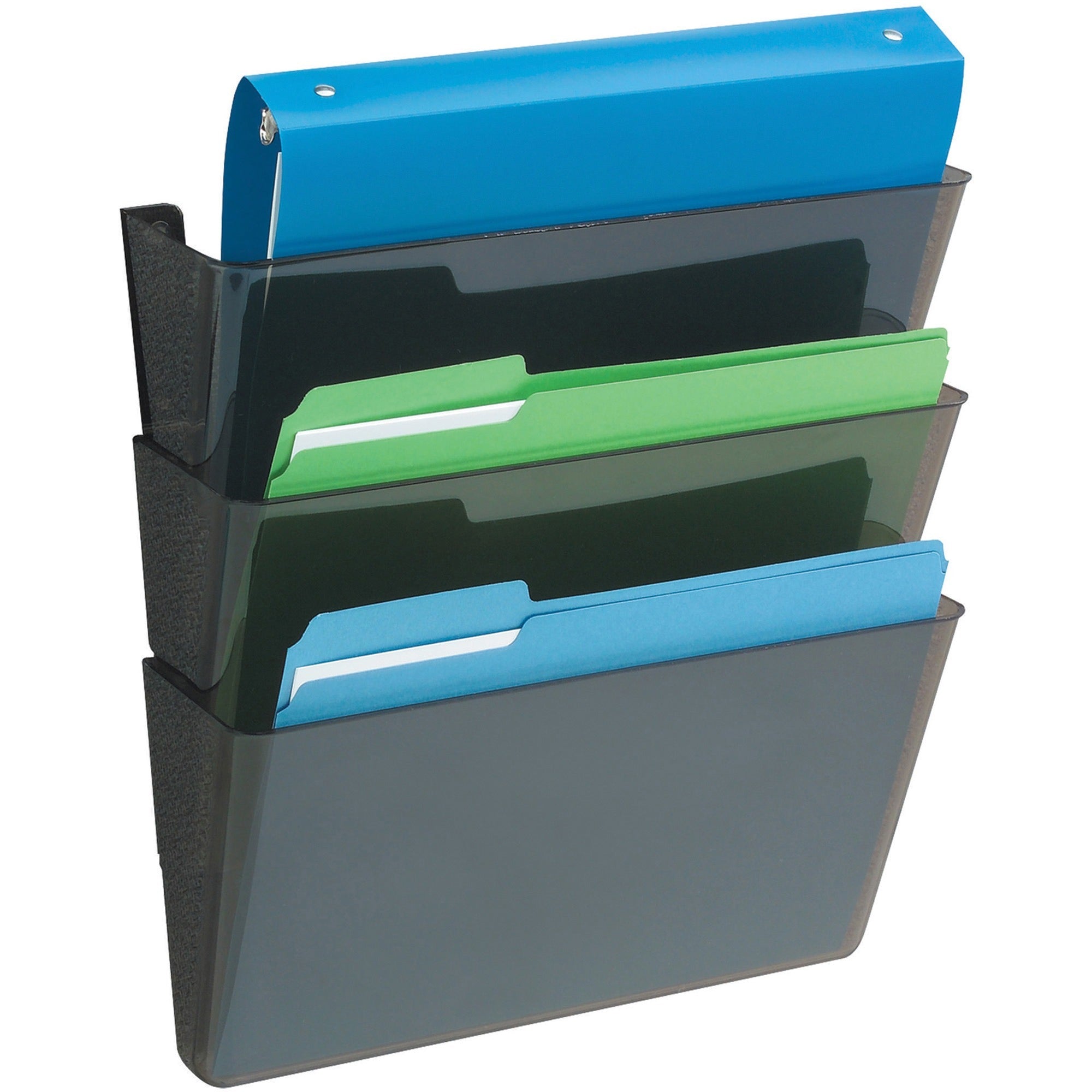 Deflecto EZ Link DocuPocket - 3 Pocket(s) - 7" Height x 13" Width x 4" Depth - Stackable - 50% Recycled - Black - Plastic - 3 / Set -