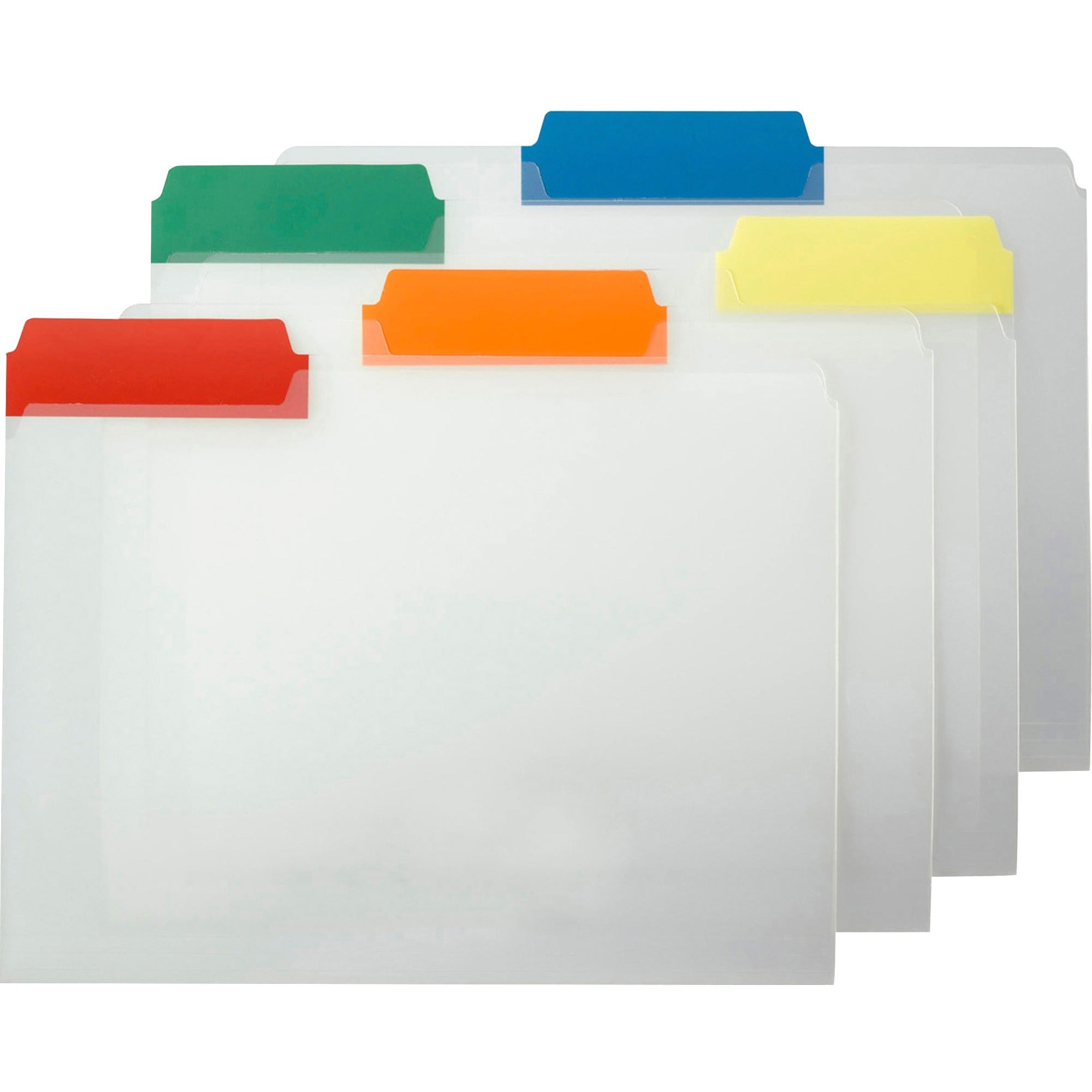 Smead 1/3 Tab Cut Letter Top Tab File Folder - 8 1/2" x 11" - Top Tab Location - Assorted Position Tab Position - Polypropylene - Blue, Red, Green, Yellow, Orange - 25 / Box -